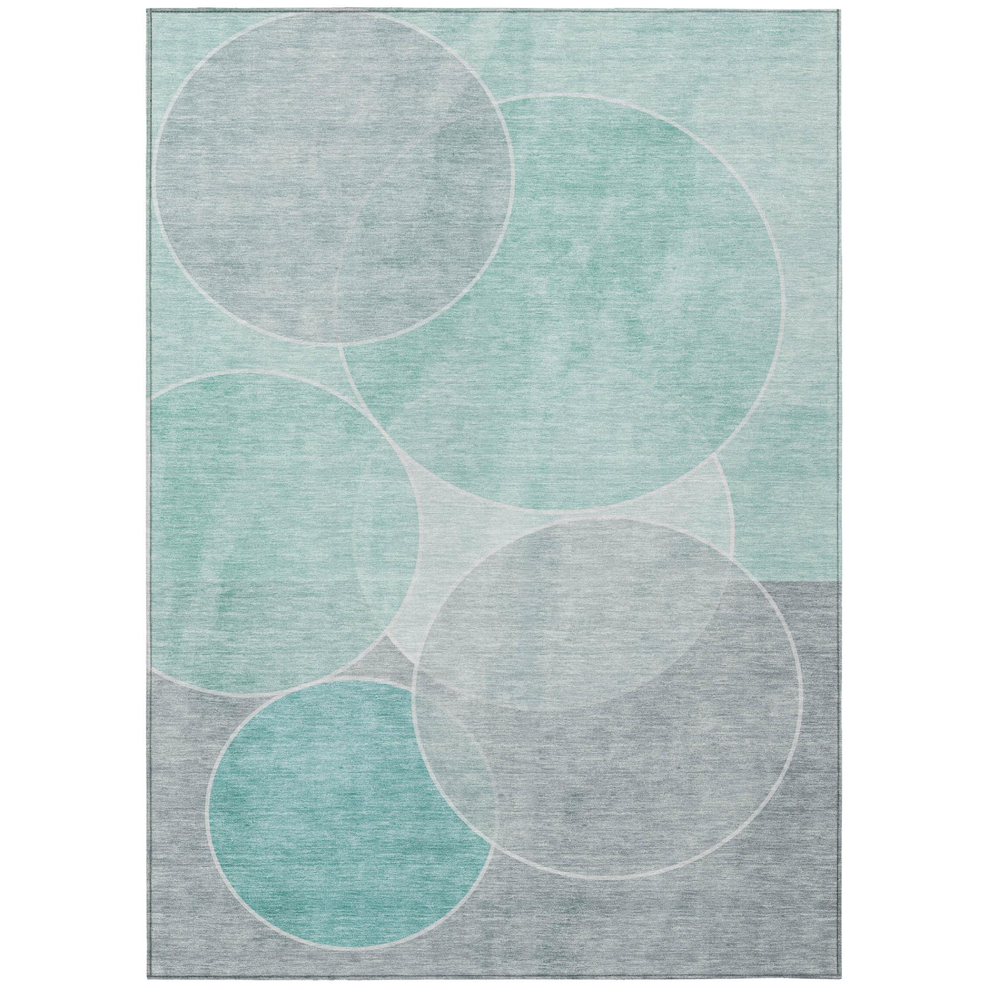 10' X 14' Aqua And Teal Blue Geometric Washable Indoor Outdoor Area Rug Homeroots Outdoor