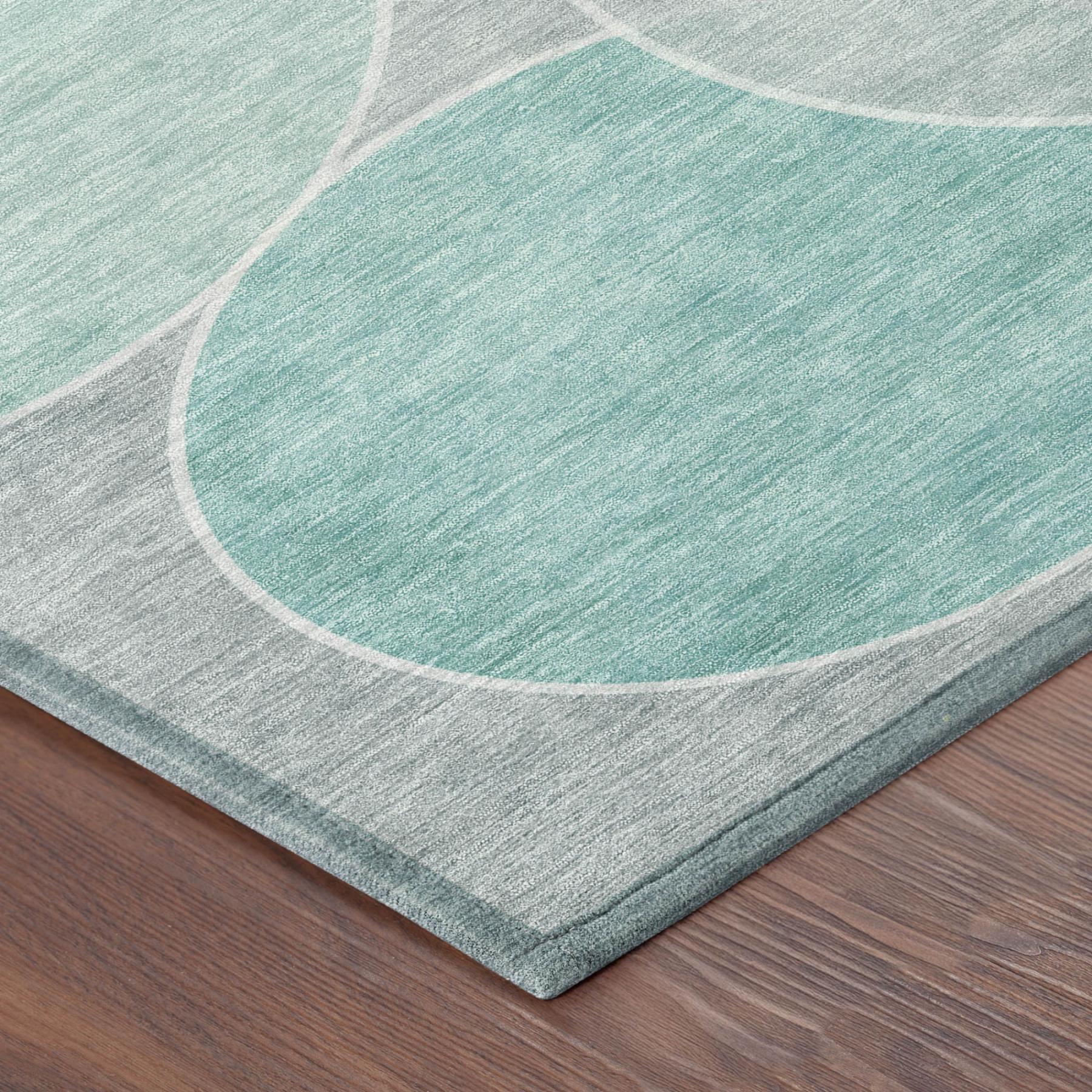10' X 14' Aqua And Teal Blue Geometric Washable Indoor Outdoor Area Rug Homeroots Outdoor