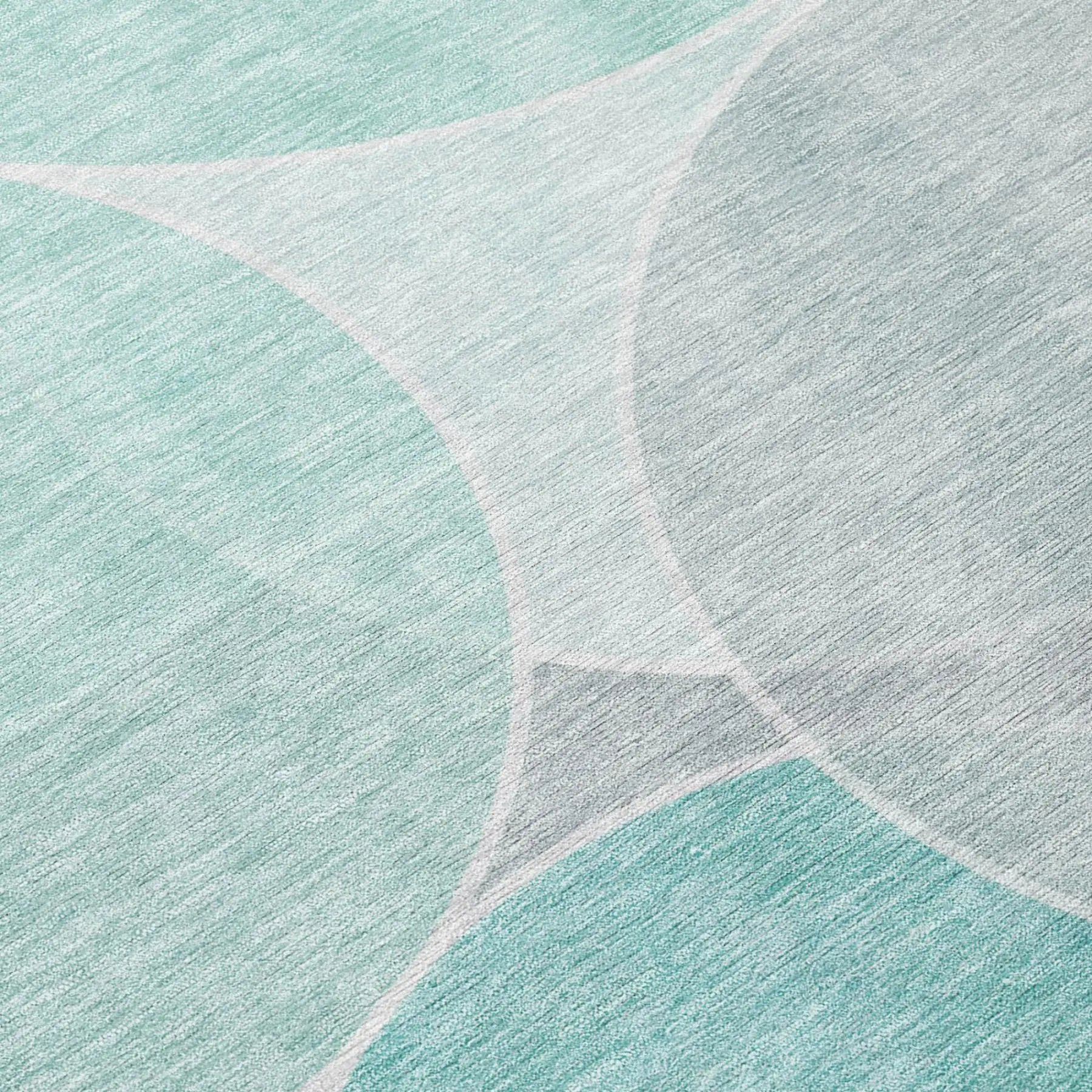 10' X 14' Aqua And Teal Blue Geometric Washable Indoor Outdoor Area Rug Homeroots Outdoor