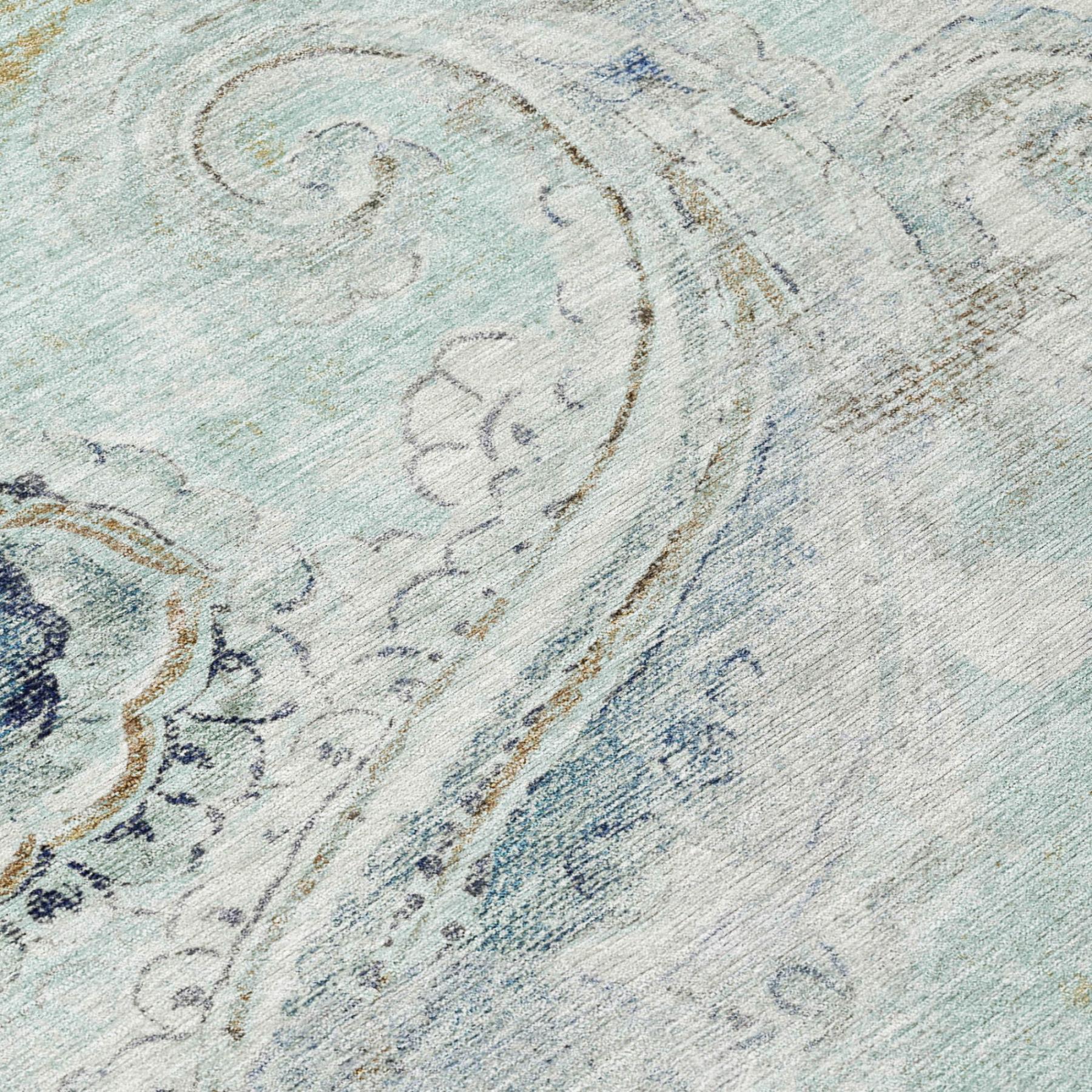 10' X 14' Aqua And Teal Blue Paisley Washable Indoor Outdoor Area Rug Homeroots Outdoor