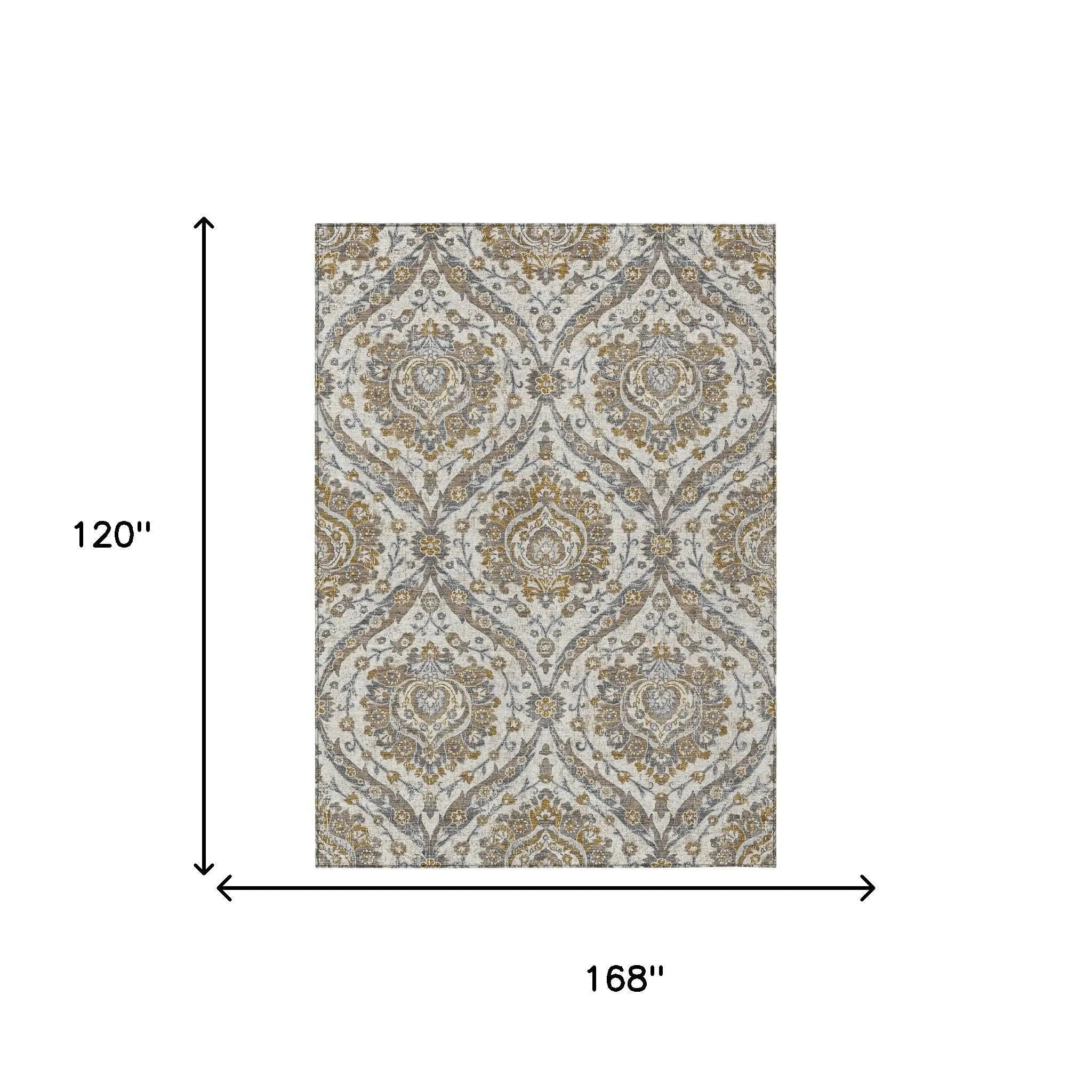 10' X 14' Beige And Blue Floral Washable Indoor Outdoor Area Rug Homeroots Outdoor