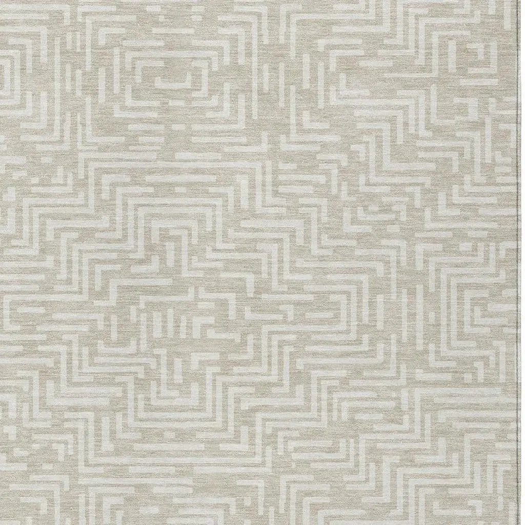 10' X 14' Beige And Blue Geometric Washable Indoor Outdoor Area Rug Homeroots Outdoor
