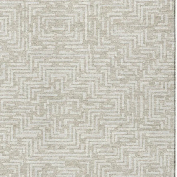 10' X 14' Beige And Blue Geometric Washable Indoor Outdoor Area Rug Homeroots Outdoor