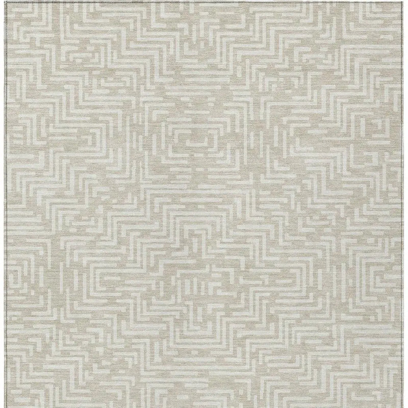 10' X 14' Beige And Blue Geometric Washable Indoor Outdoor Area Rug Homeroots Outdoor