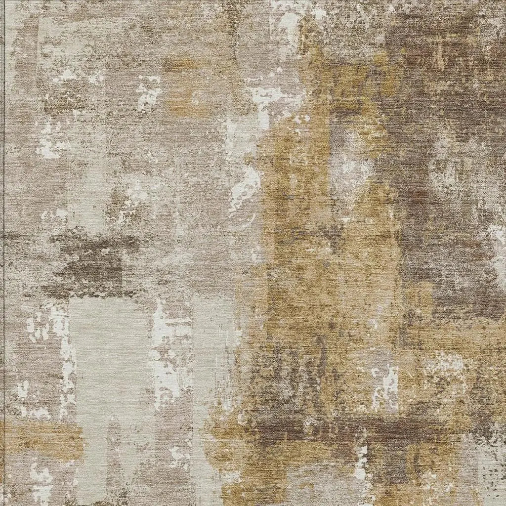 10' X 14' Beige And Brown Abstract Washable Indoor Outdoor Area Rug Homeroots Outdoor