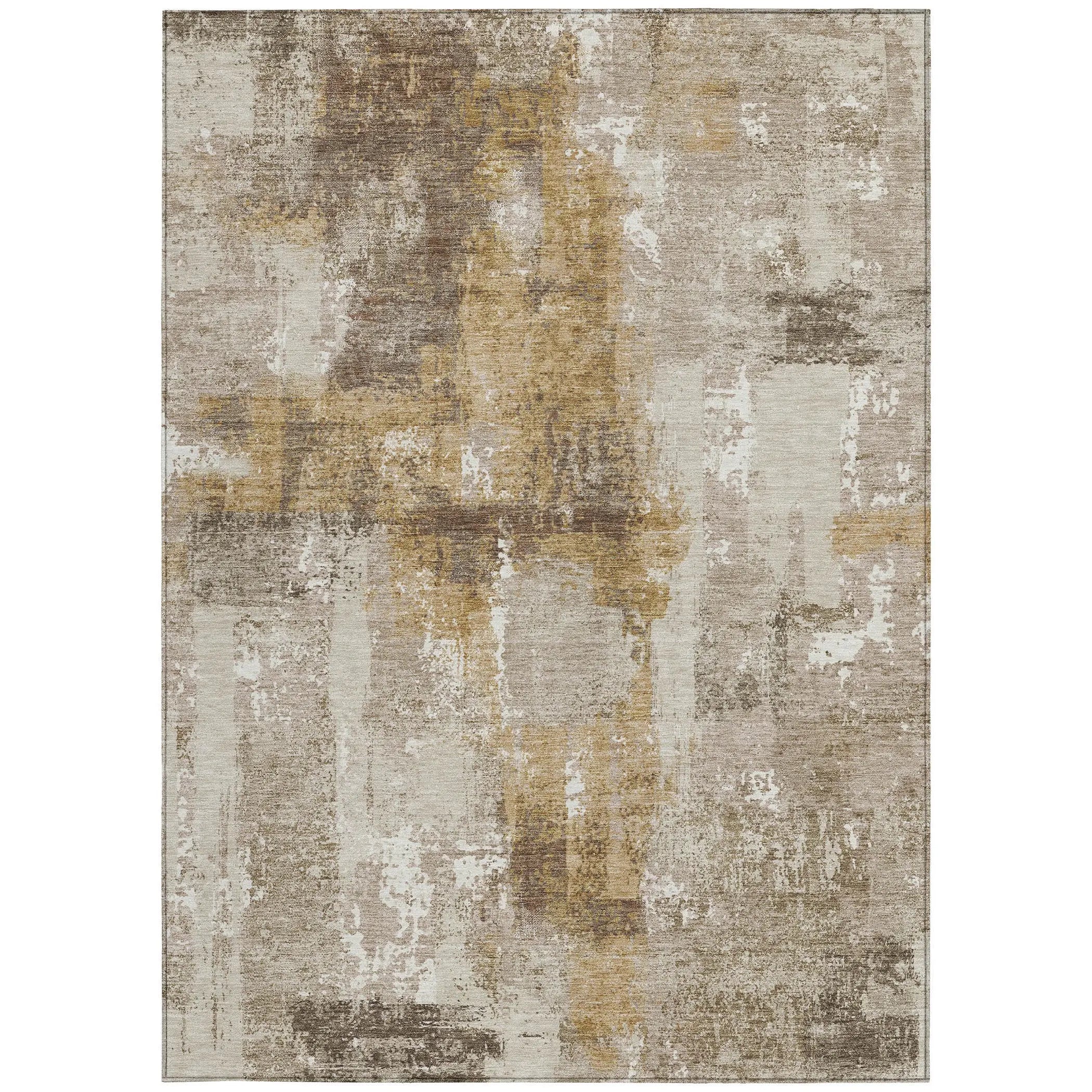 10' X 14' Beige And Brown Abstract Washable Indoor Outdoor Area Rug Homeroots Outdoor