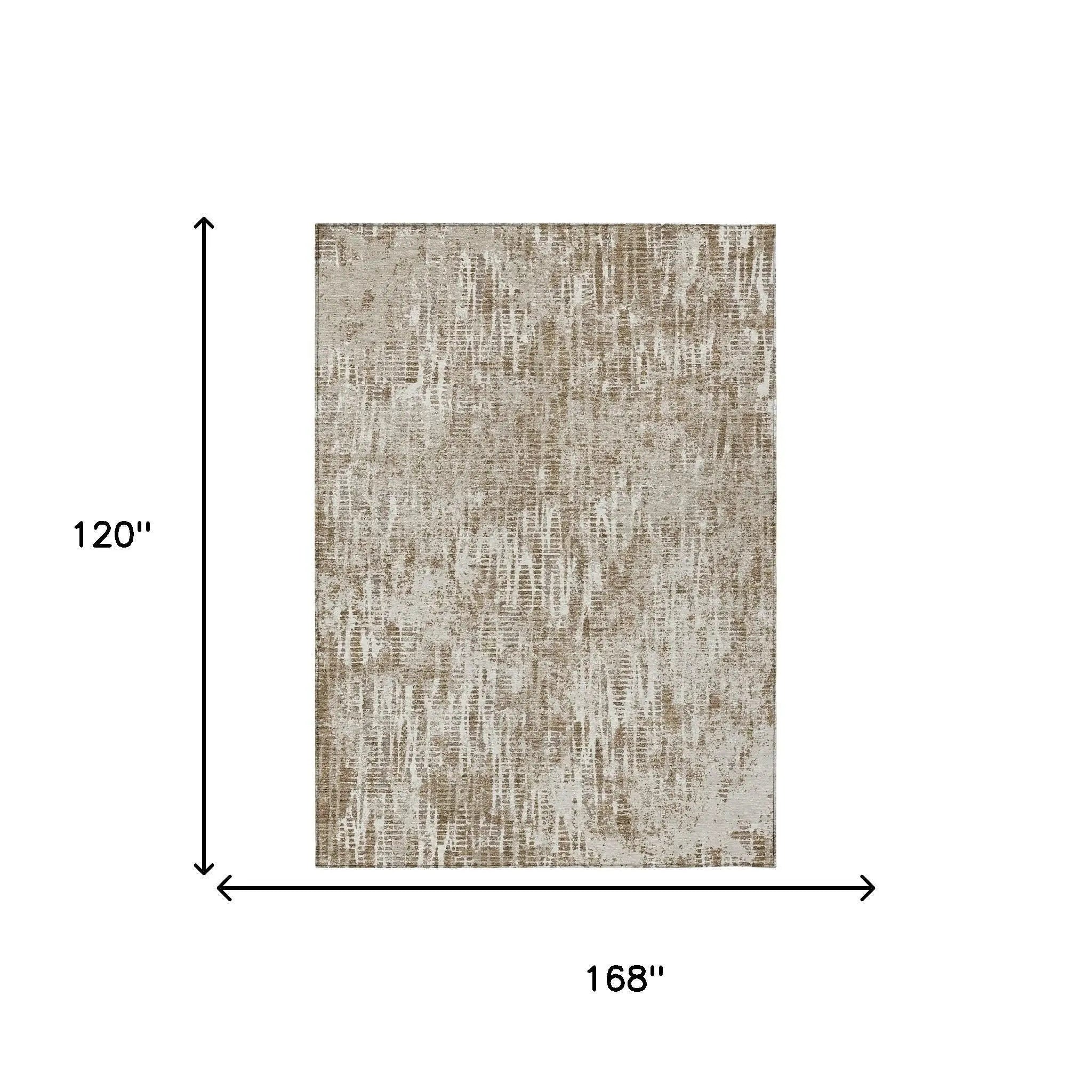 10' X 14' Beige And Brown Abstract Washable Indoor Outdoor Area Rug Homeroots Outdoor