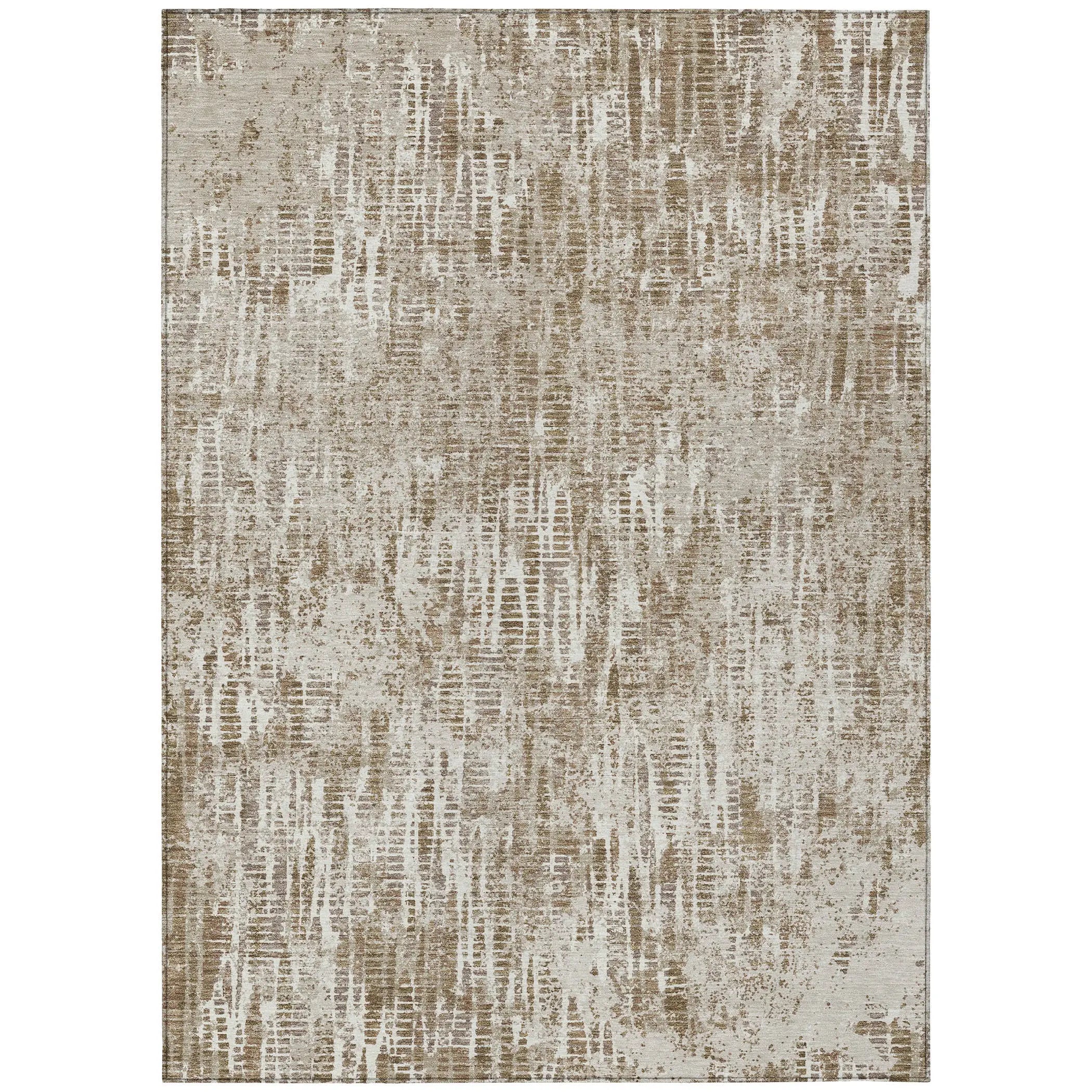 10' X 14' Beige And Brown Abstract Washable Indoor Outdoor Area Rug Homeroots Outdoor