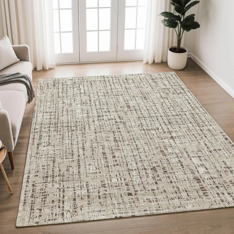 10' X 14' Beige And Brown Abstract Washable Indoor Outdoor Area Rug Homeroots Outdoor