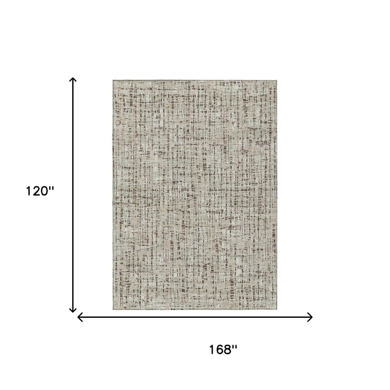 10' X 14' Beige And Brown Abstract Washable Indoor Outdoor Area Rug Homeroots Outdoor