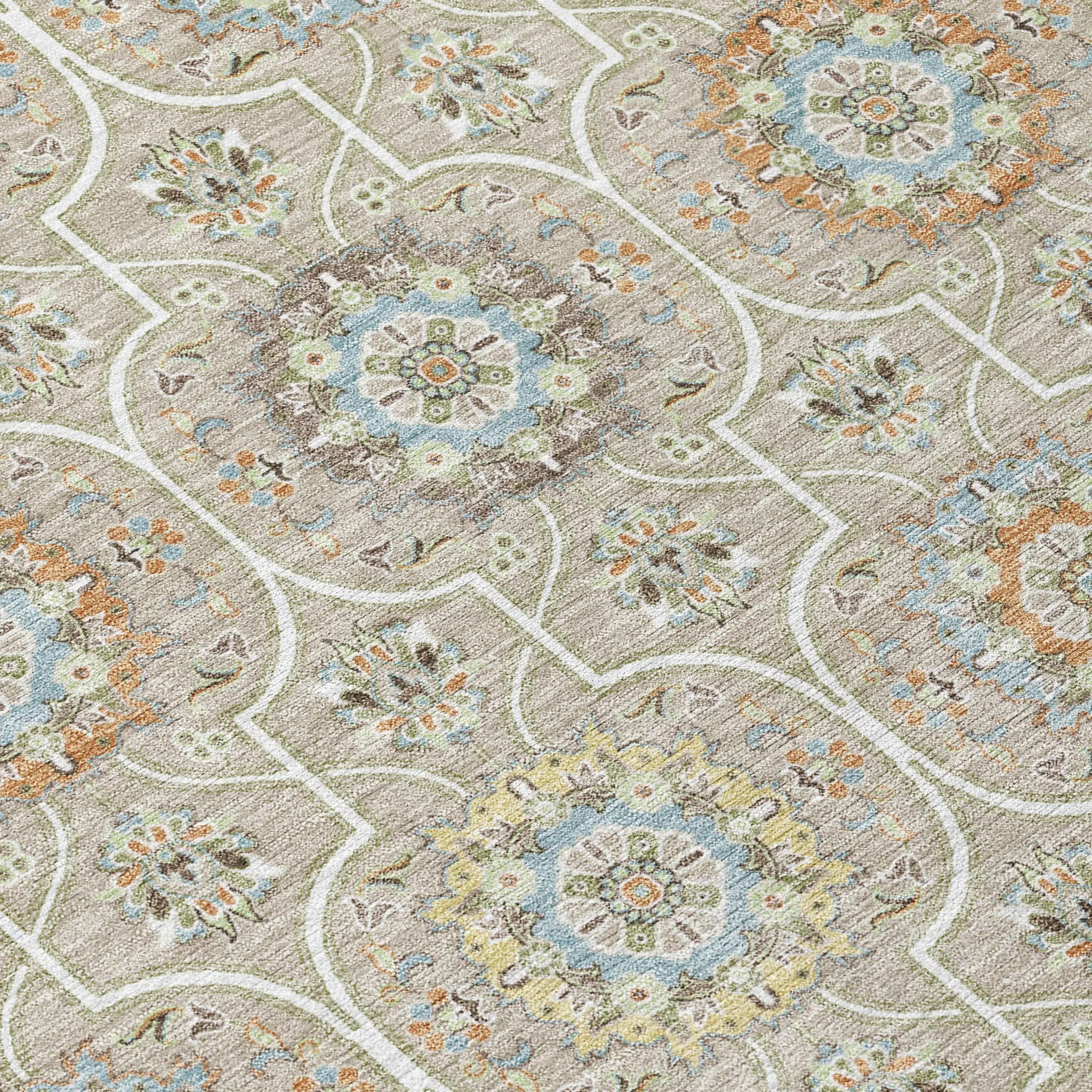 10' X 14' Beige And Brown Floral Medallion Washable Indoor Outdoor Area Rug Homeroots Outdoor