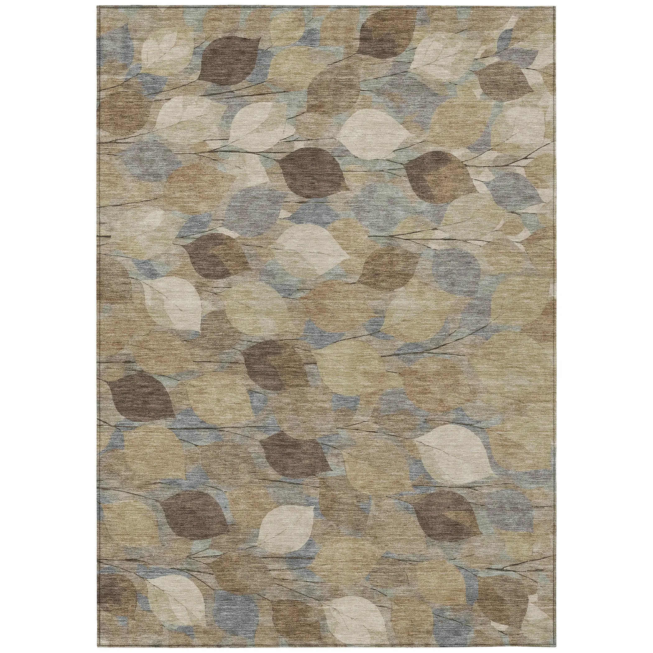 10' X 14' Beige And Brown Floral Washable Indoor Outdoor Area Rug Homeroots Outdoor