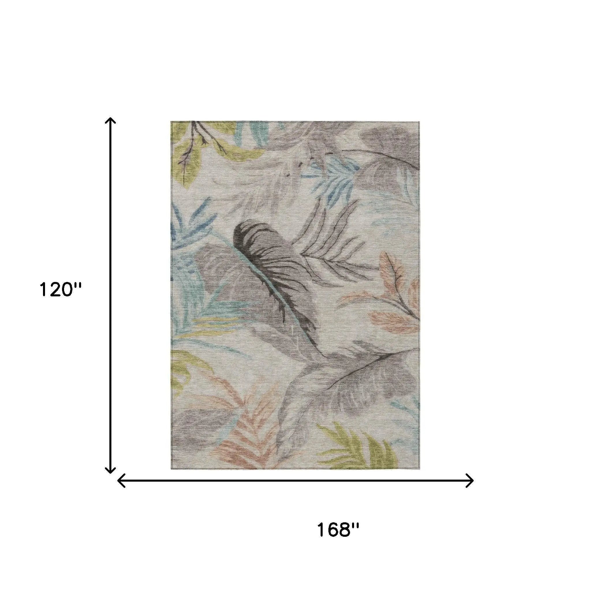 10' X 14' Beige And Brown Floral Washable Indoor Outdoor Area Rug Homeroots Outdoor