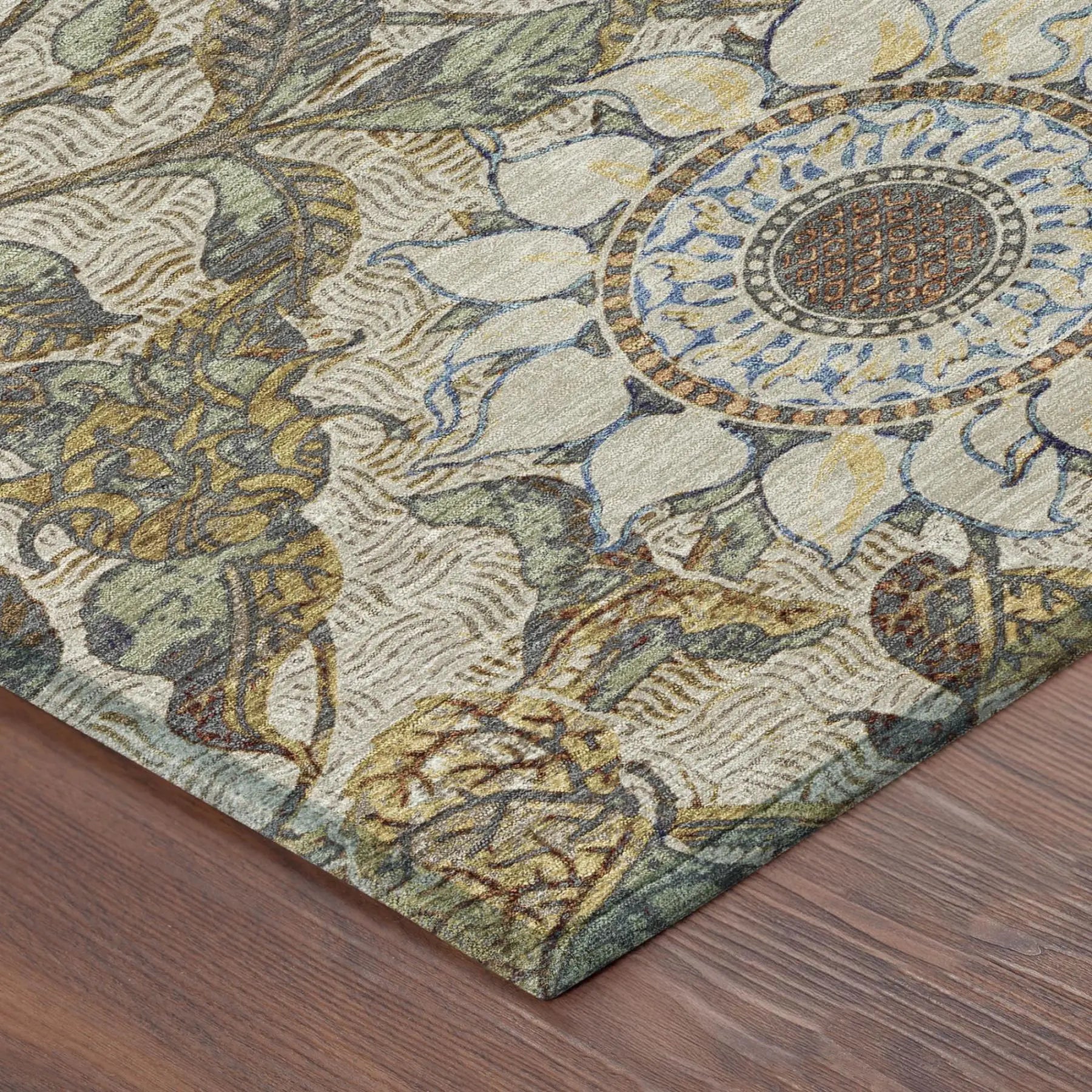 10' X 14' Beige And Brown Floral Washable Indoor Outdoor Area Rug Homeroots Outdoor