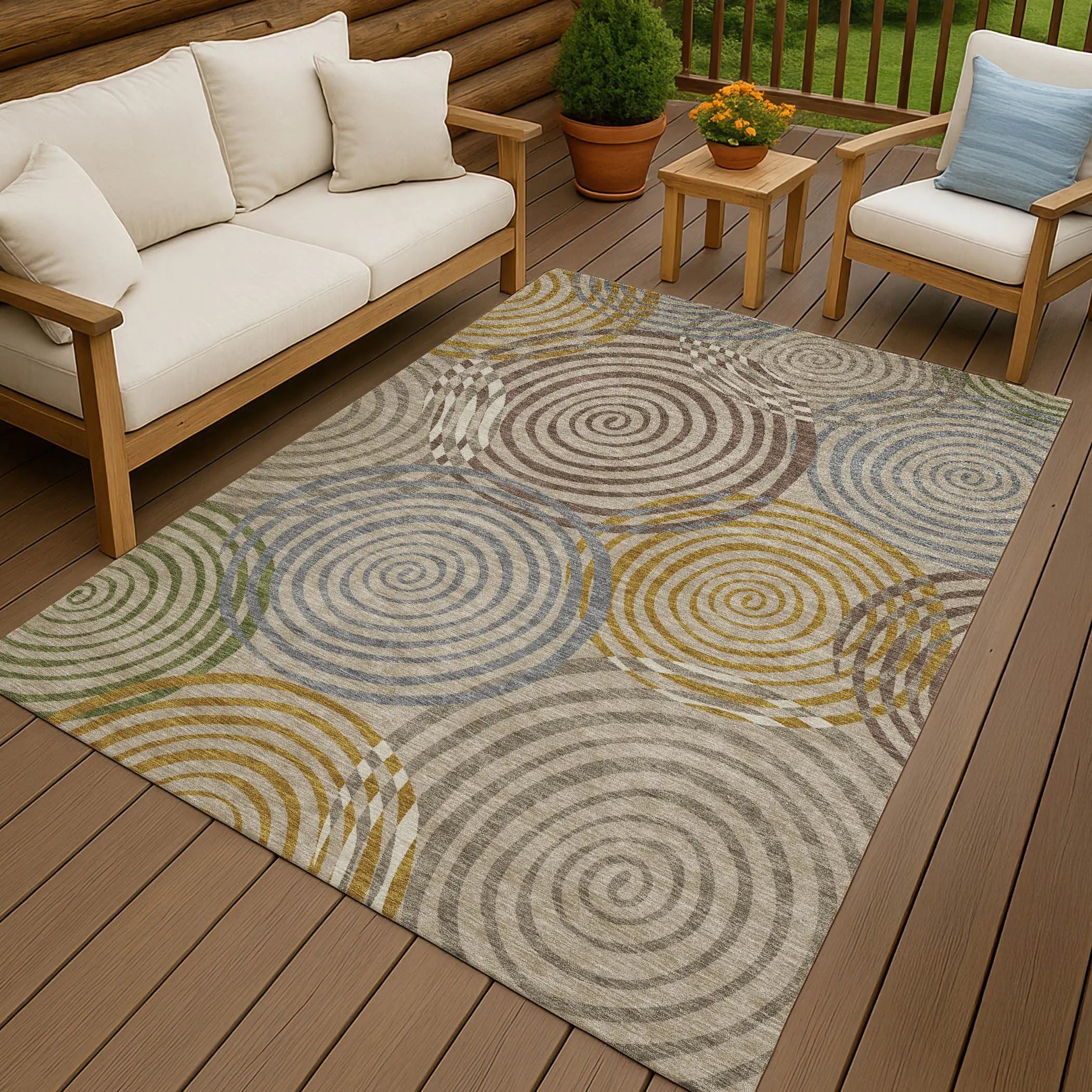 10' X 14' Beige And Brown Geometric Washable Indoor Outdoor Area Rug Homeroots Outdoor