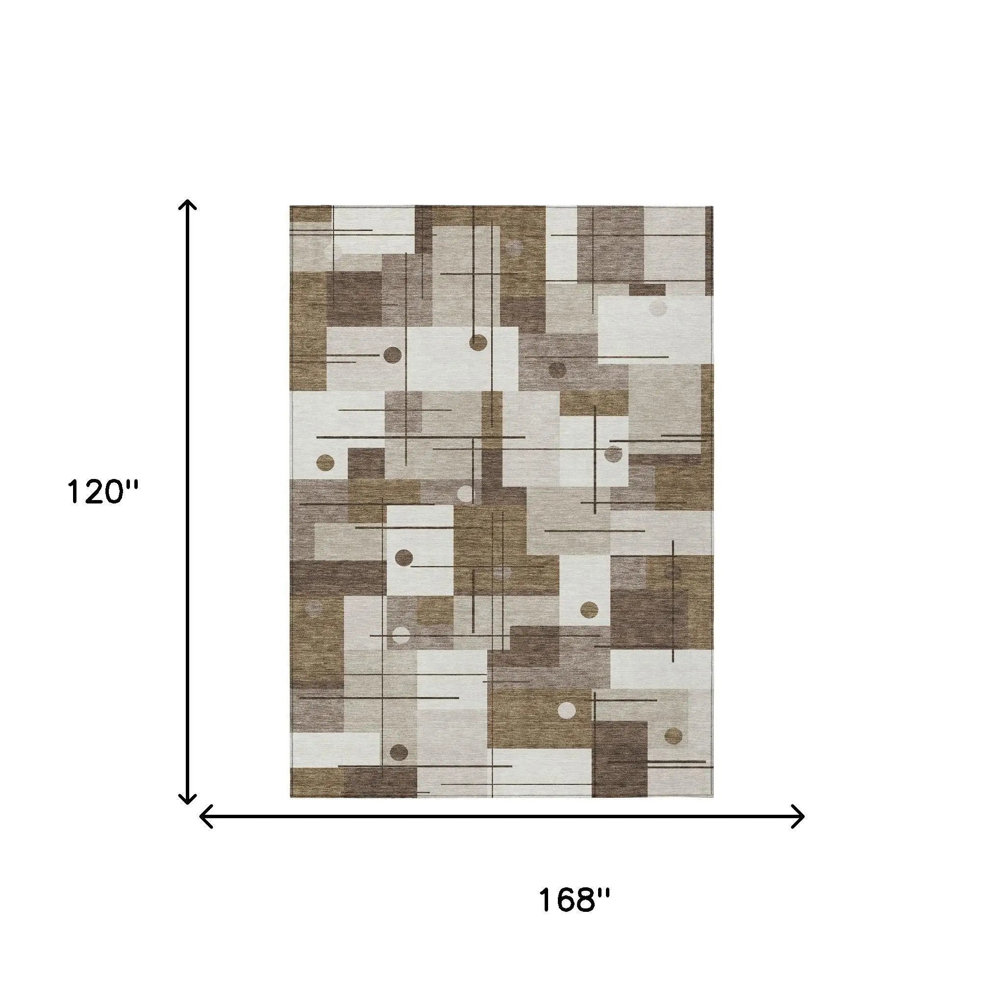 10' X 14' Beige And Brown Geometric Washable Indoor Outdoor Area Rug Homeroots Outdoor