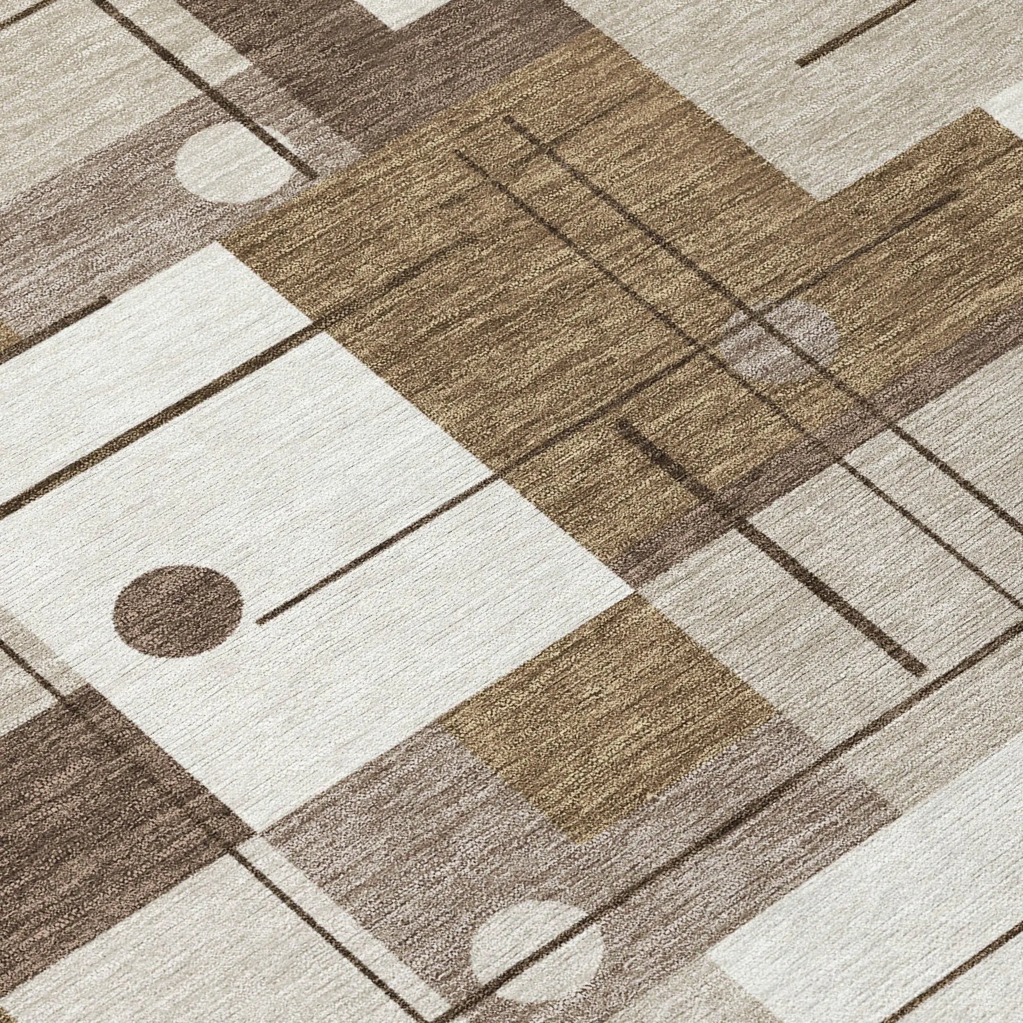 10' X 14' Beige And Brown Geometric Washable Indoor Outdoor Area Rug Homeroots Outdoor