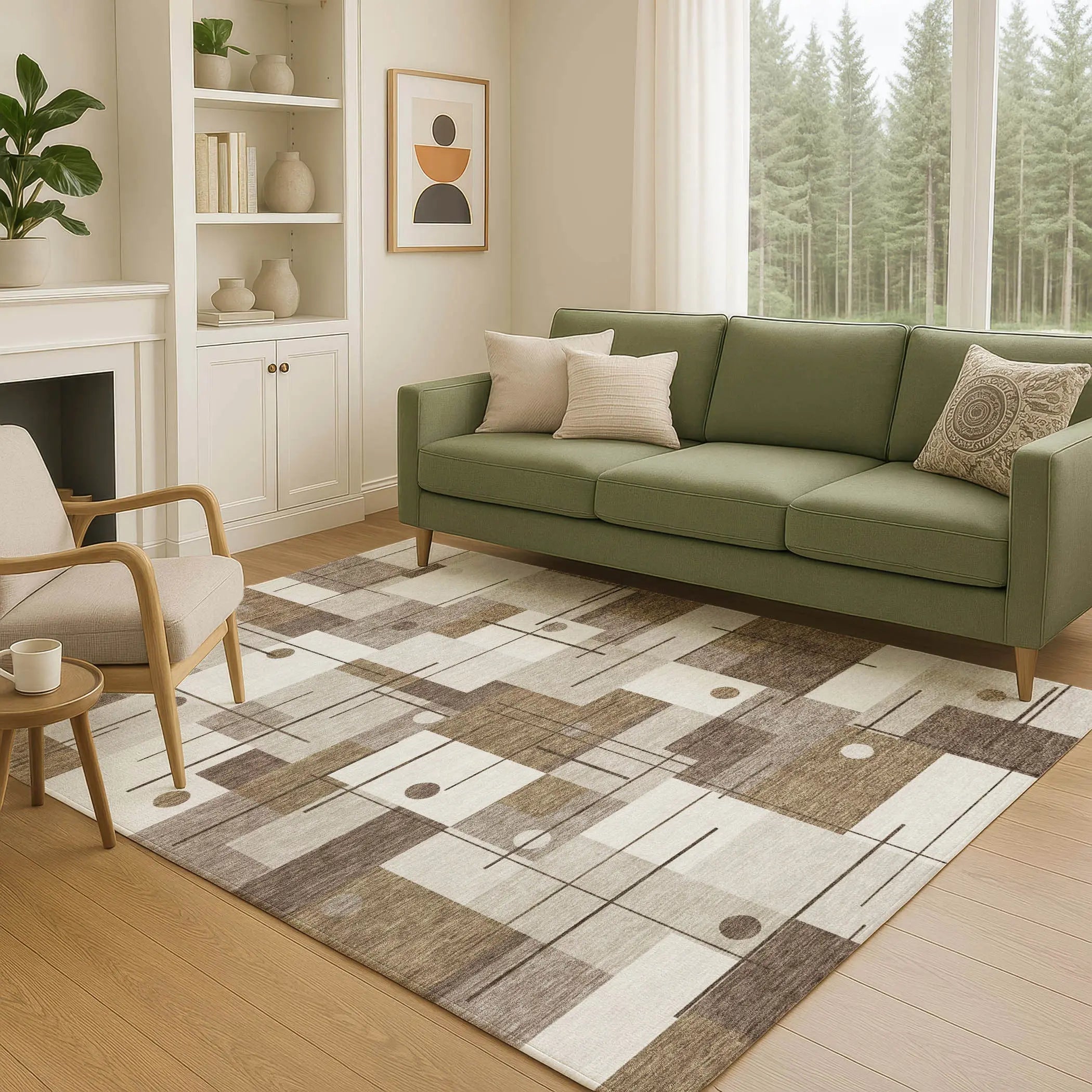 10' X 14' Beige And Brown Geometric Washable Indoor Outdoor Area Rug Homeroots Outdoor
