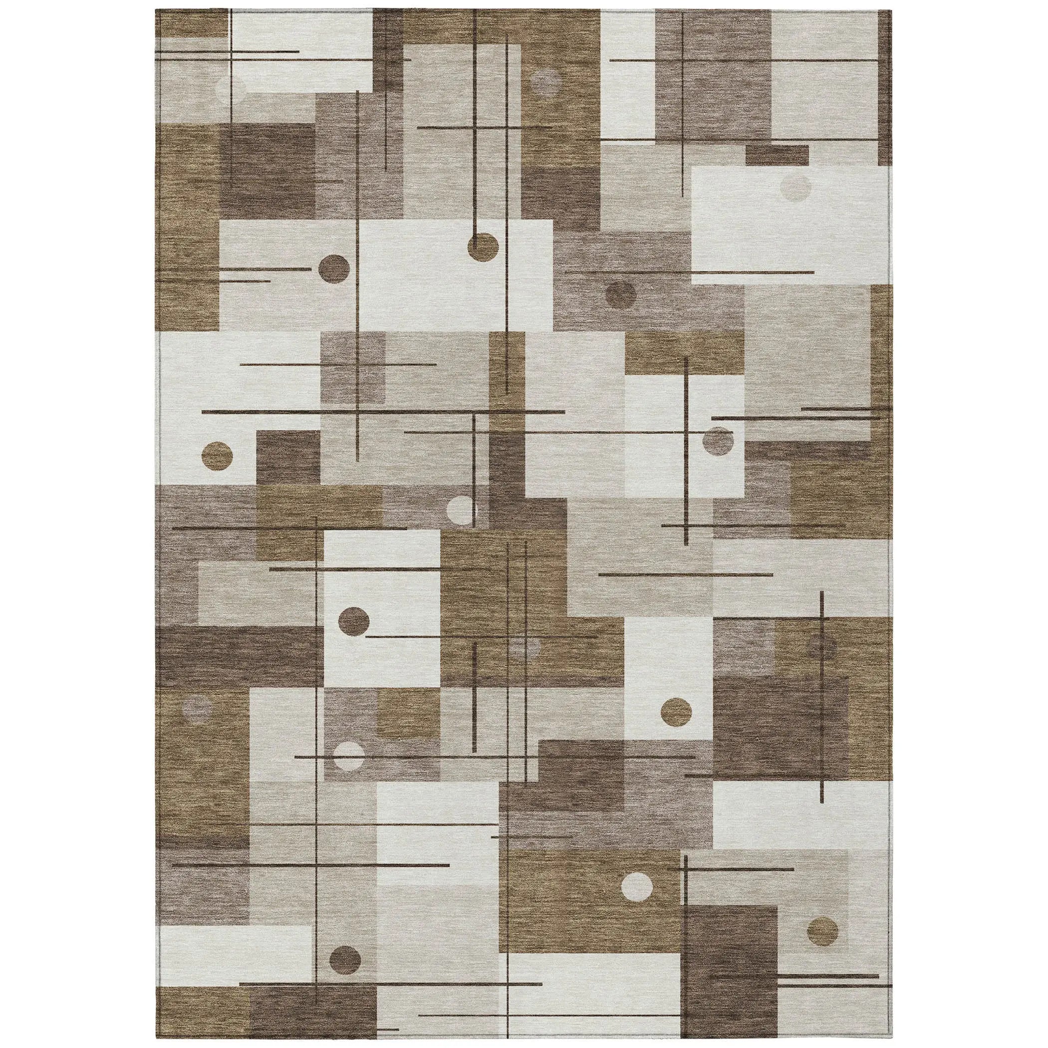 10' X 14' Beige And Brown Geometric Washable Indoor Outdoor Area Rug Homeroots Outdoor