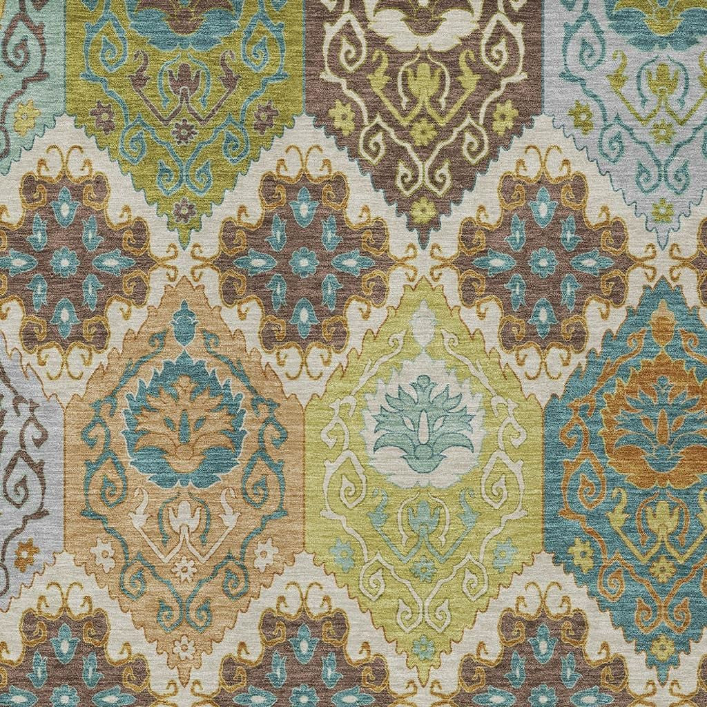 10' X 14' Beige And Brown Geometric Washable Indoor Outdoor Area Rug Homeroots Outdoor