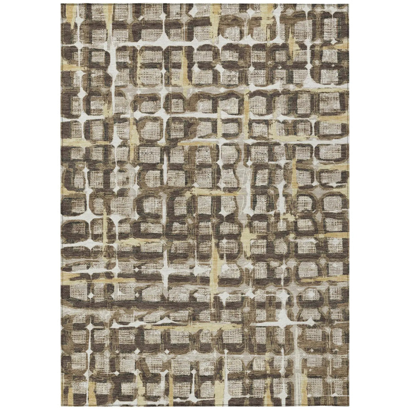 10' X 14' Beige And Brown Geometric Washable Indoor Outdoor Area Rug Homeroots Outdoor