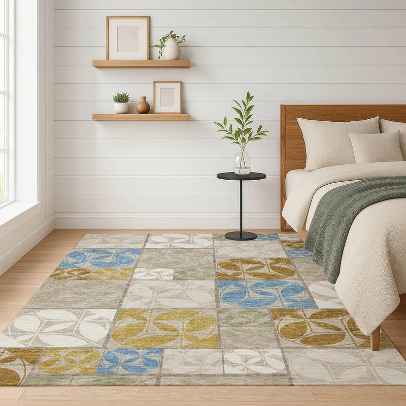 10' X 14' Beige And Brown Geometric Washable Indoor Outdoor Area Rug Homeroots Outdoor