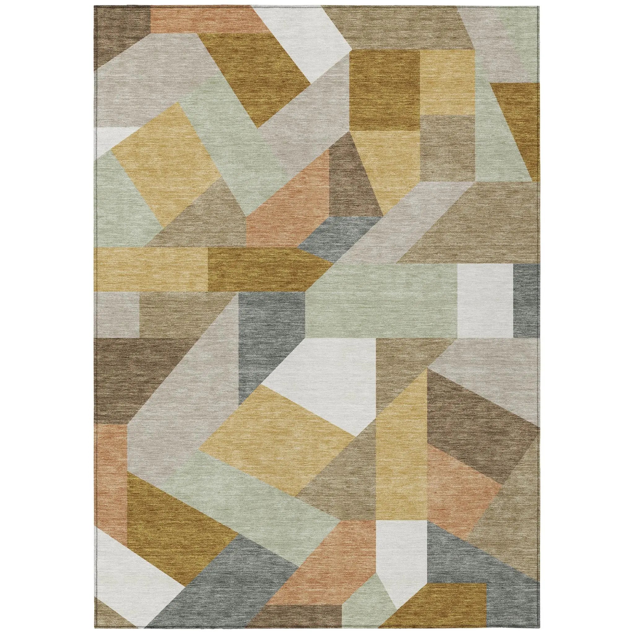 10' X 14' Beige And Brown Geometric Washable Indoor Outdoor Area Rug Homeroots Outdoor