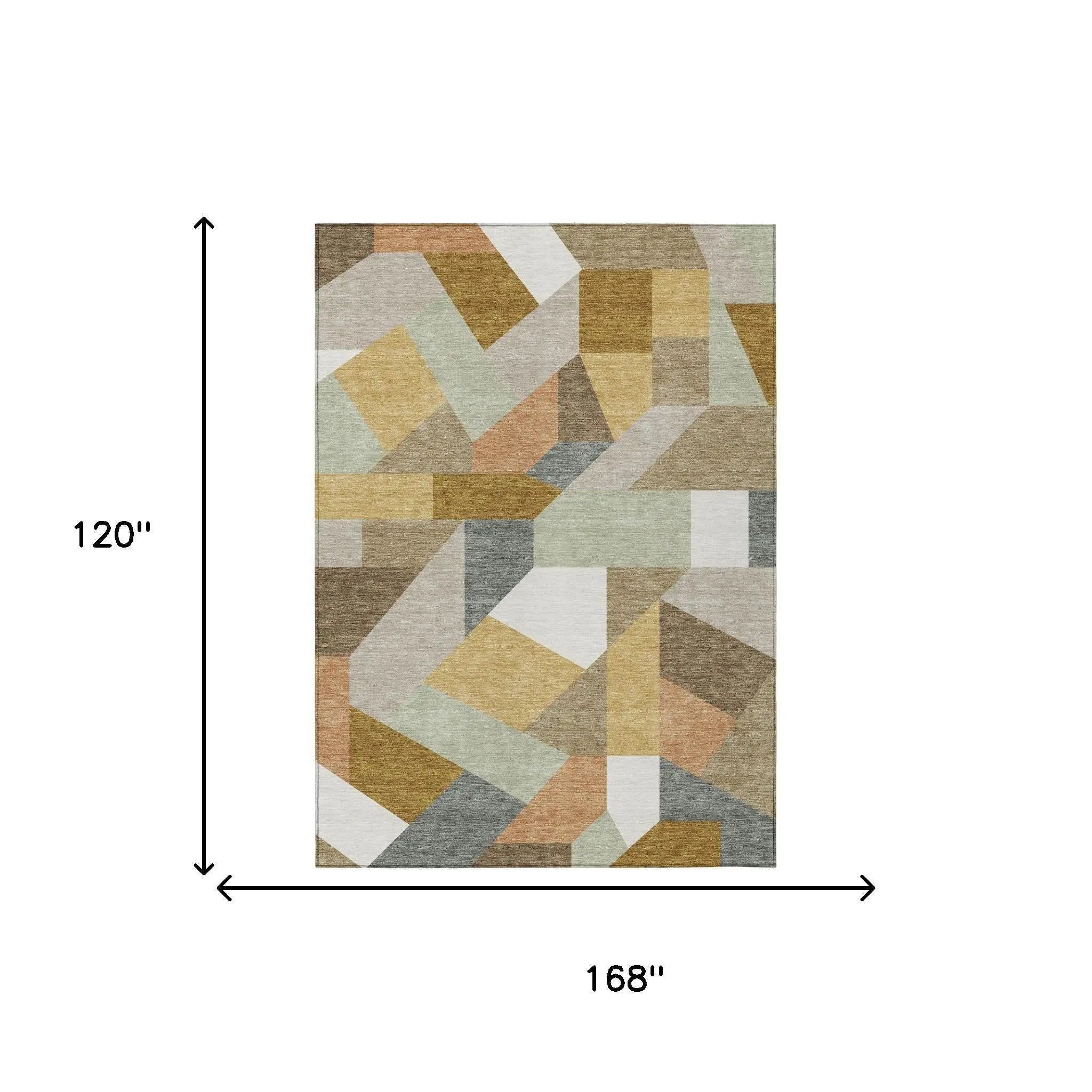 10' X 14' Beige And Brown Geometric Washable Indoor Outdoor Area Rug Homeroots Outdoor