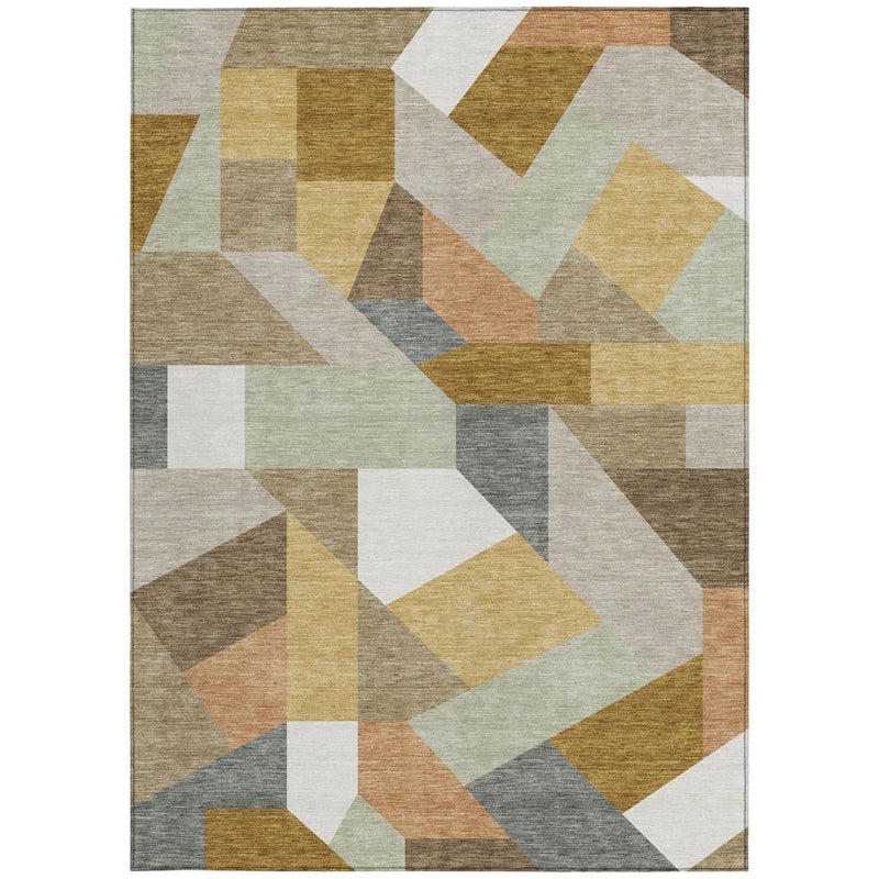 10' X 14' Beige And Brown Geometric Washable Indoor Outdoor Area Rug Homeroots Outdoor