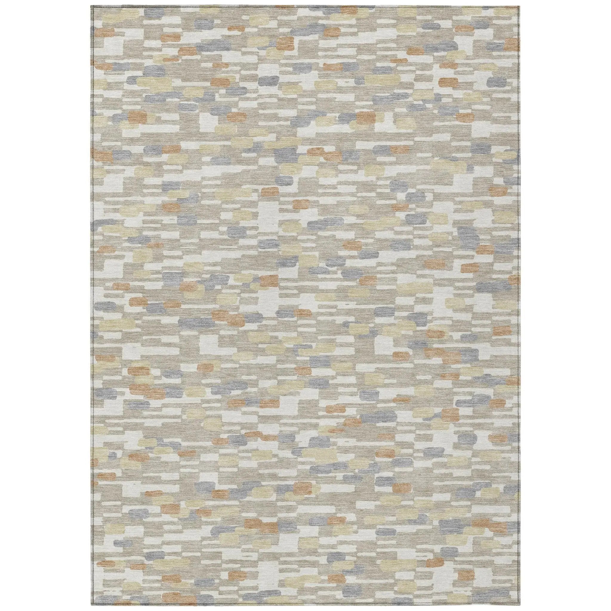 10' X 14' Beige And Brown Geometric Washable Indoor Outdoor Area Rug Homeroots Outdoor