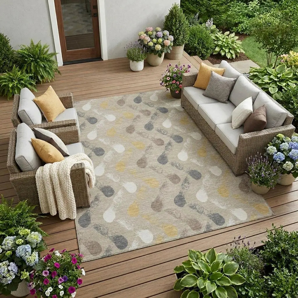 10' X 14' Beige And Brown Geometric Washable Indoor Outdoor Area Rug Homeroots Outdoor