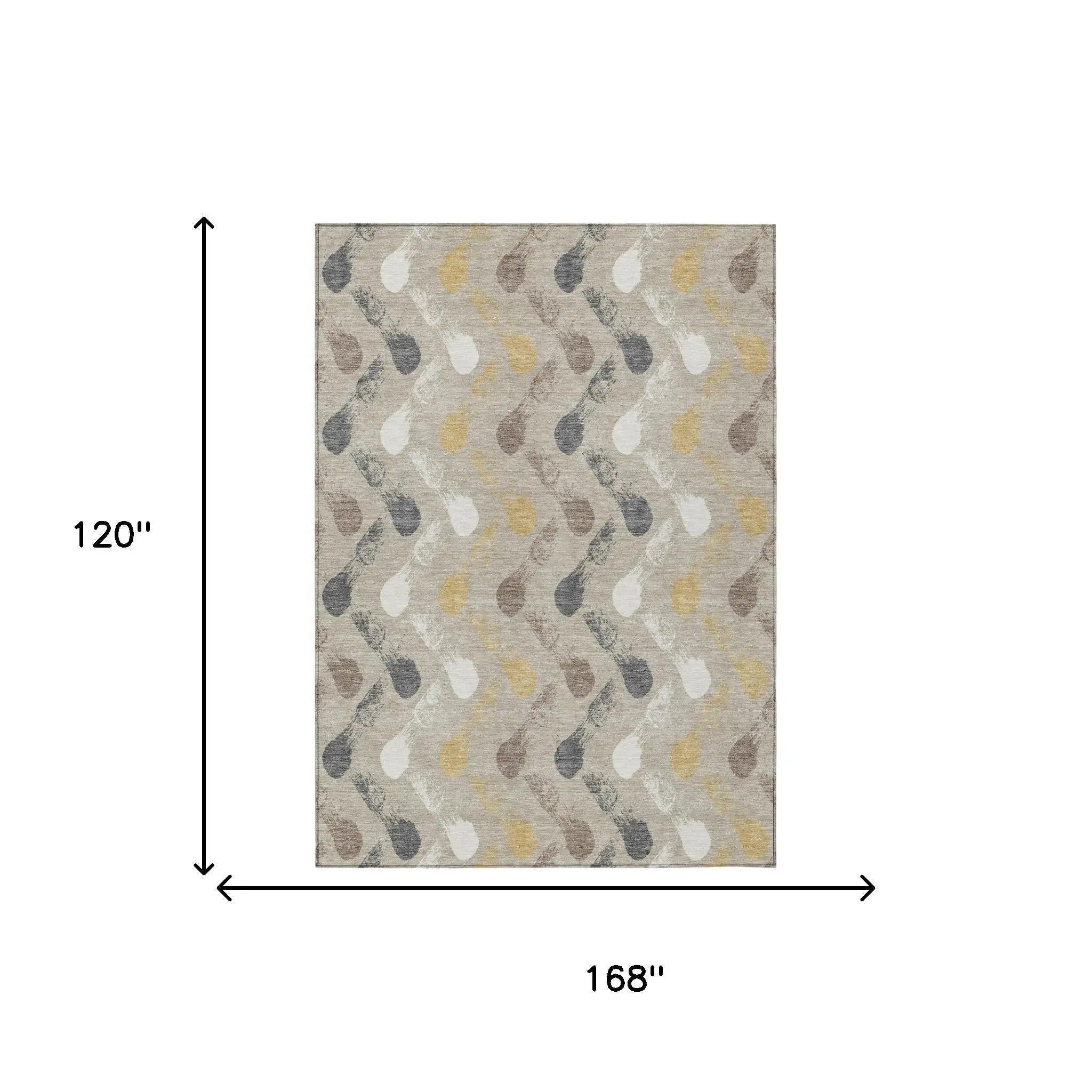 10' X 14' Beige And Brown Geometric Washable Indoor Outdoor Area Rug Homeroots Outdoor