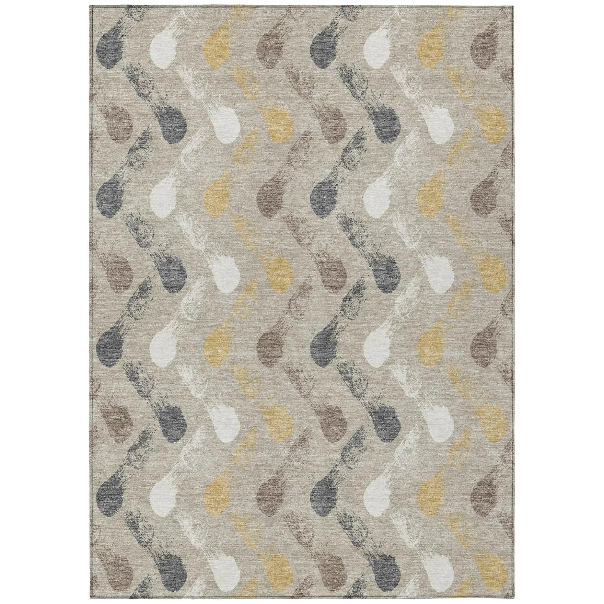 10' X 14' Beige And Brown Geometric Washable Indoor Outdoor Area Rug Homeroots Outdoor