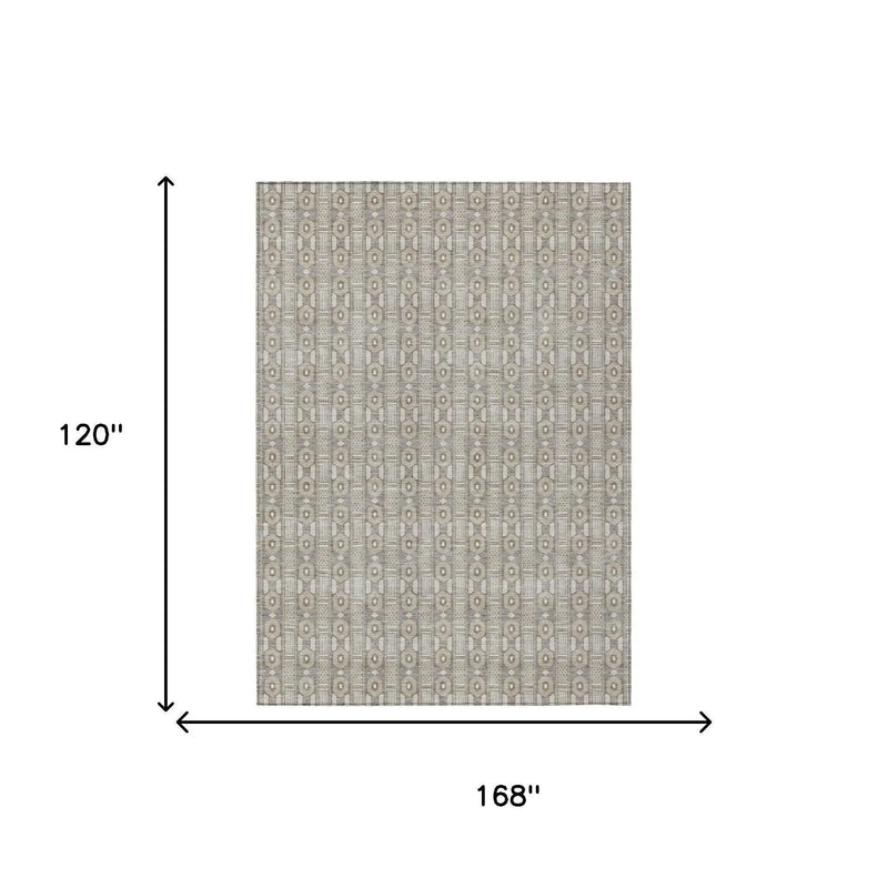 10' X 14' Beige And Brown Striped Washable Indoor Outdoor Area Rug Homeroots Outdoor