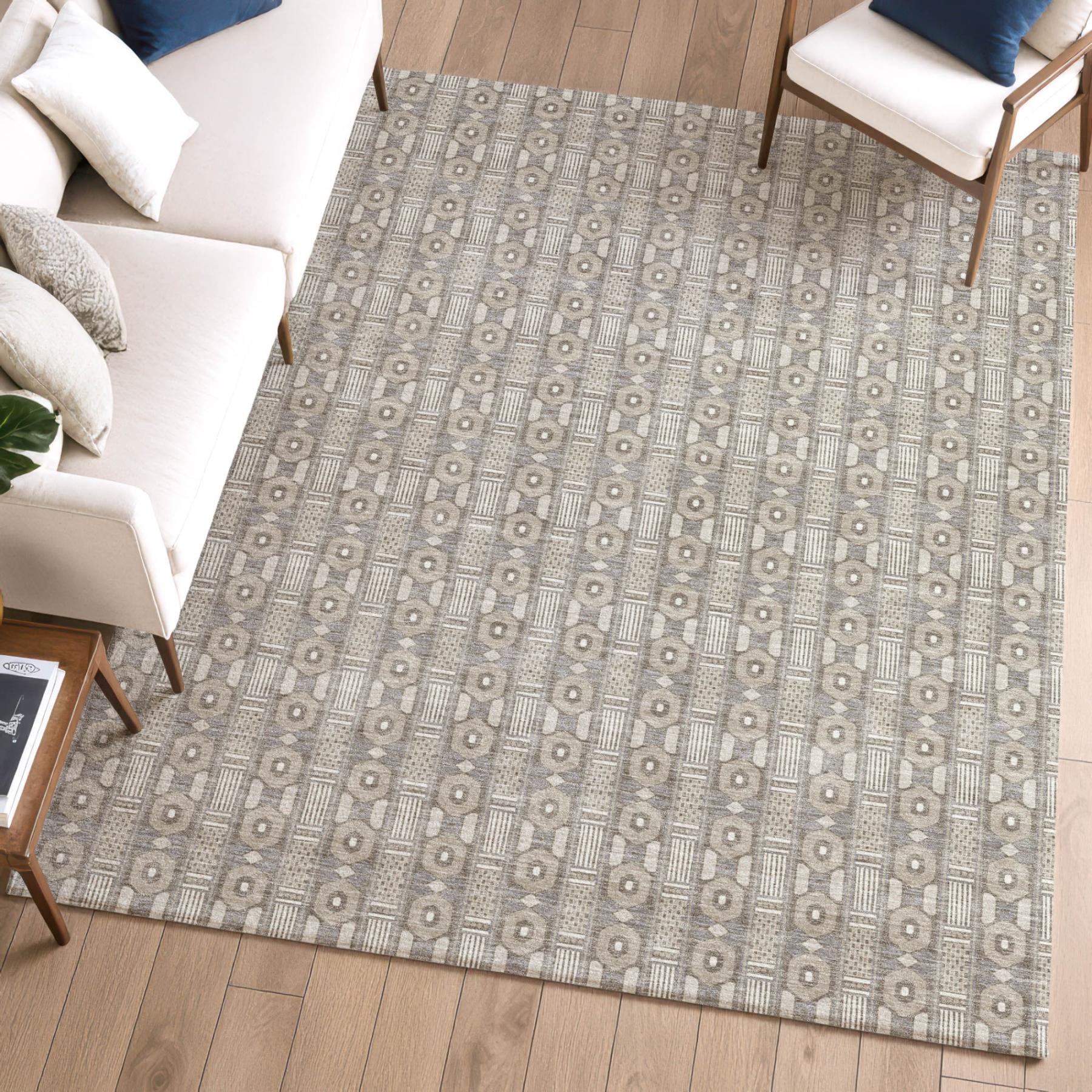 10' X 14' Beige And Brown Striped Washable Indoor Outdoor Area Rug Homeroots Outdoor