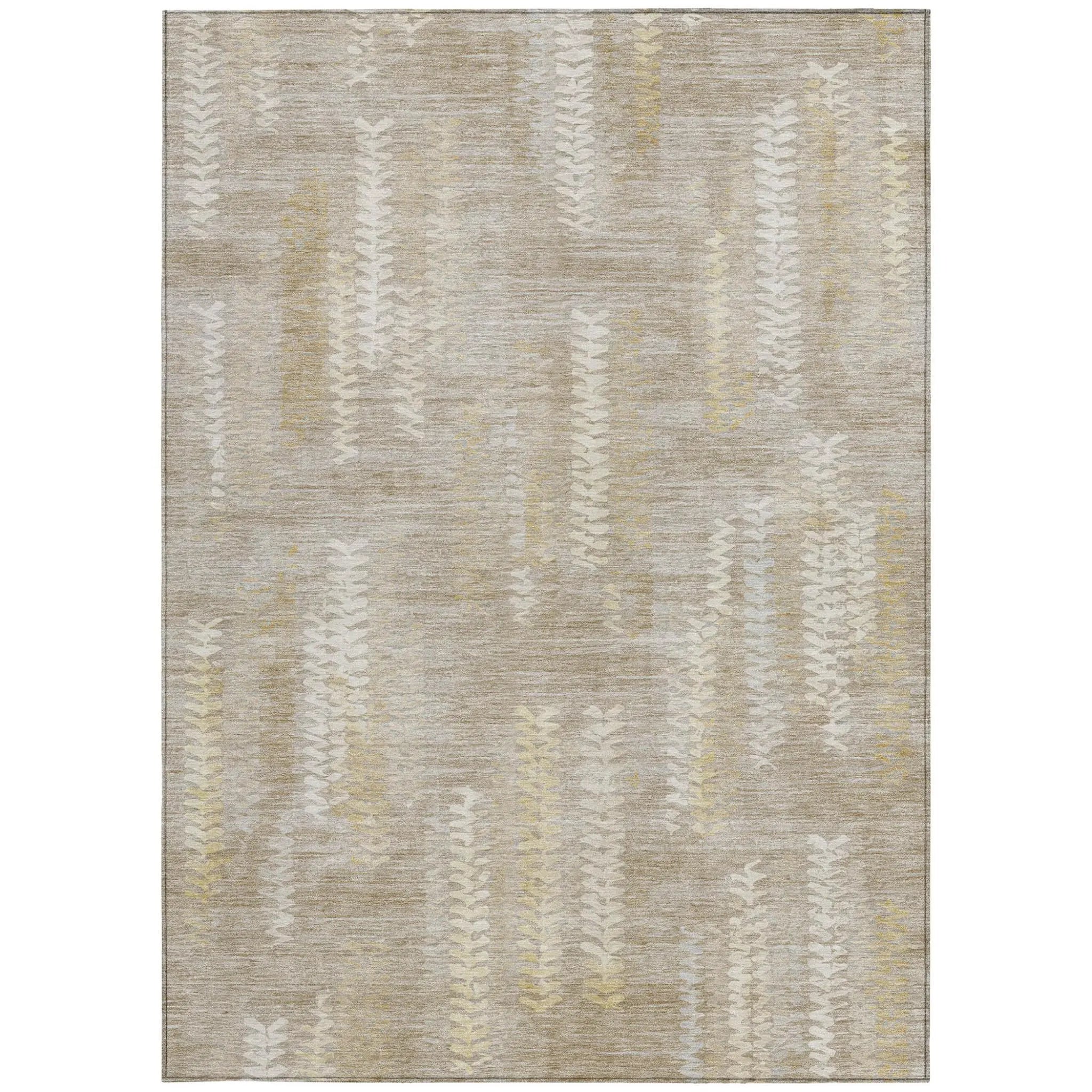 10' X 14' Beige And Brown Striped Washable Indoor Outdoor Area Rug Homeroots Outdoor