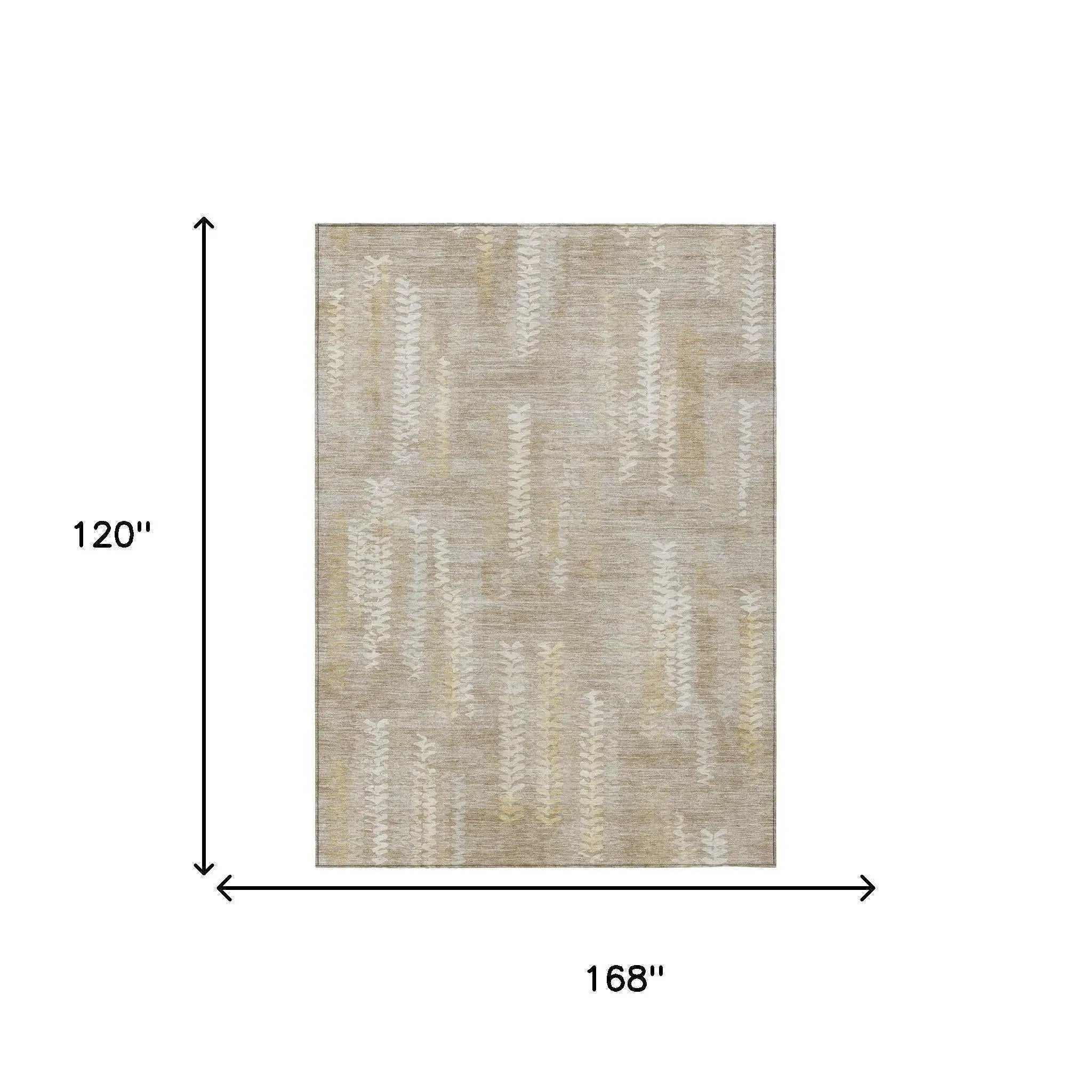 10' X 14' Beige And Brown Striped Washable Indoor Outdoor Area Rug Homeroots Outdoor