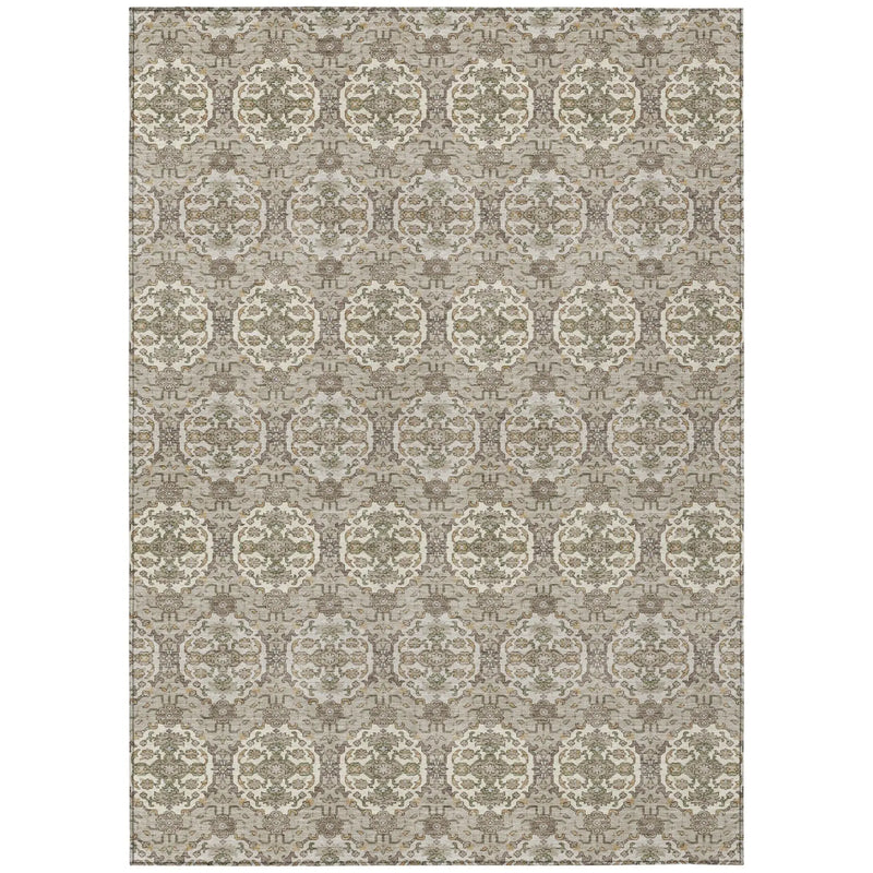 10' X 14' Beige And Brown Striped Washable Indoor Outdoor Area Rug Homeroots Outdoor