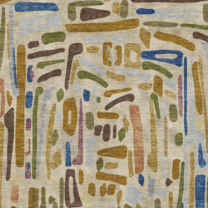 10' X 14' Beige And Copper Abstract Washable Indoor Outdoor Area Rug Homeroots Outdoor