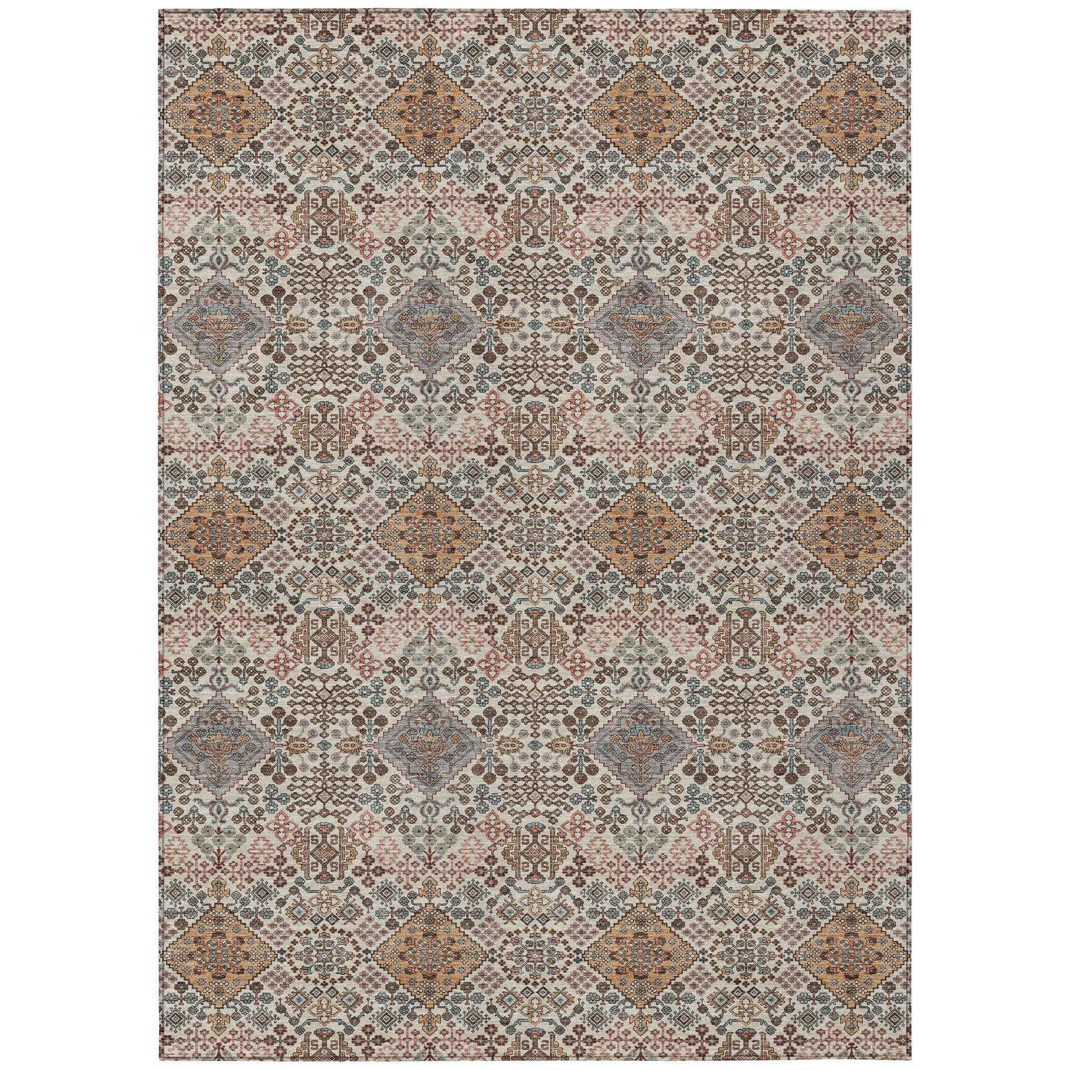10' X 14' Beige And Copper Geometric Washable Indoor Outdoor Area Rug Homeroots Outdoor