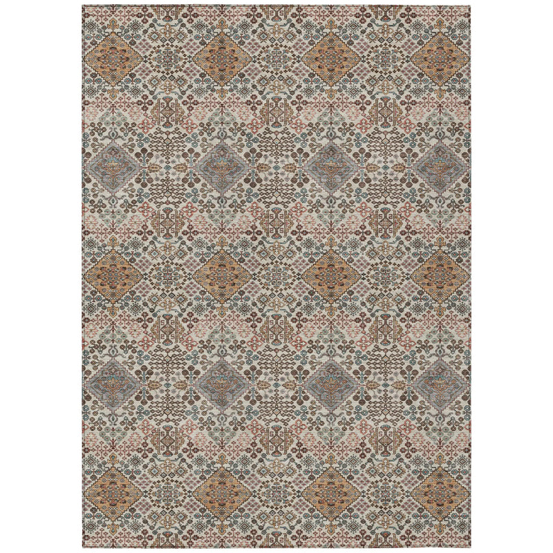 10' X 14' Beige And Copper Geometric Washable Indoor Outdoor Area Rug Homeroots Outdoor