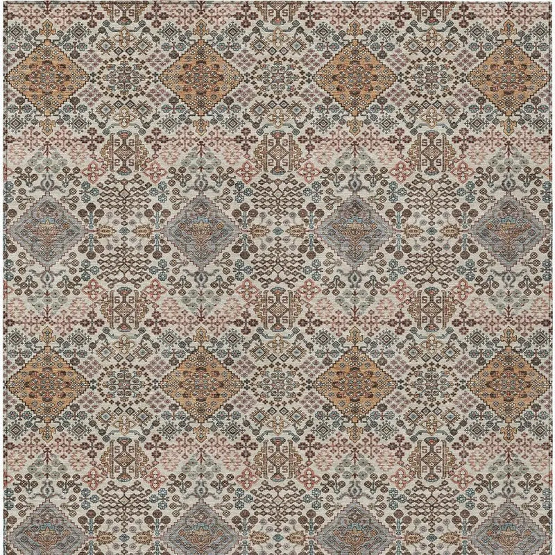 10' X 14' Beige And Copper Geometric Washable Indoor Outdoor Area Rug Homeroots Outdoor