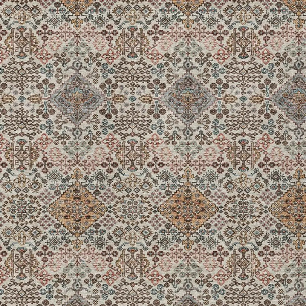 10' X 14' Beige And Copper Geometric Washable Indoor Outdoor Area Rug Homeroots Outdoor
