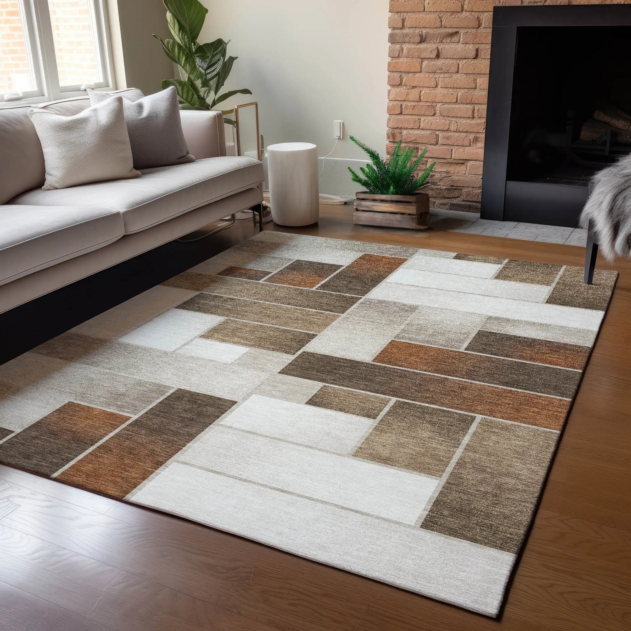 10' X 14' Beige And Graphite Geometric Washable Indoor Outdoor Area Rug Homeroots Outdoor
