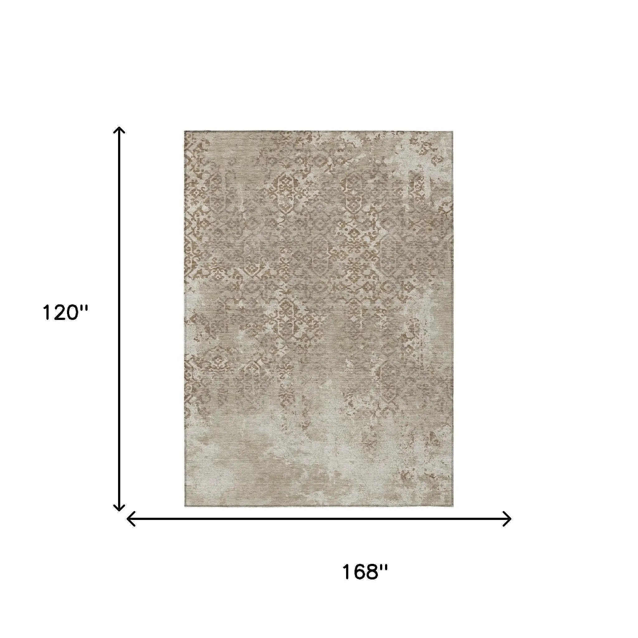 10' X 14' Beige And Gray Oriental Washable Indoor Outdoor Area Rug Homeroots Outdoor