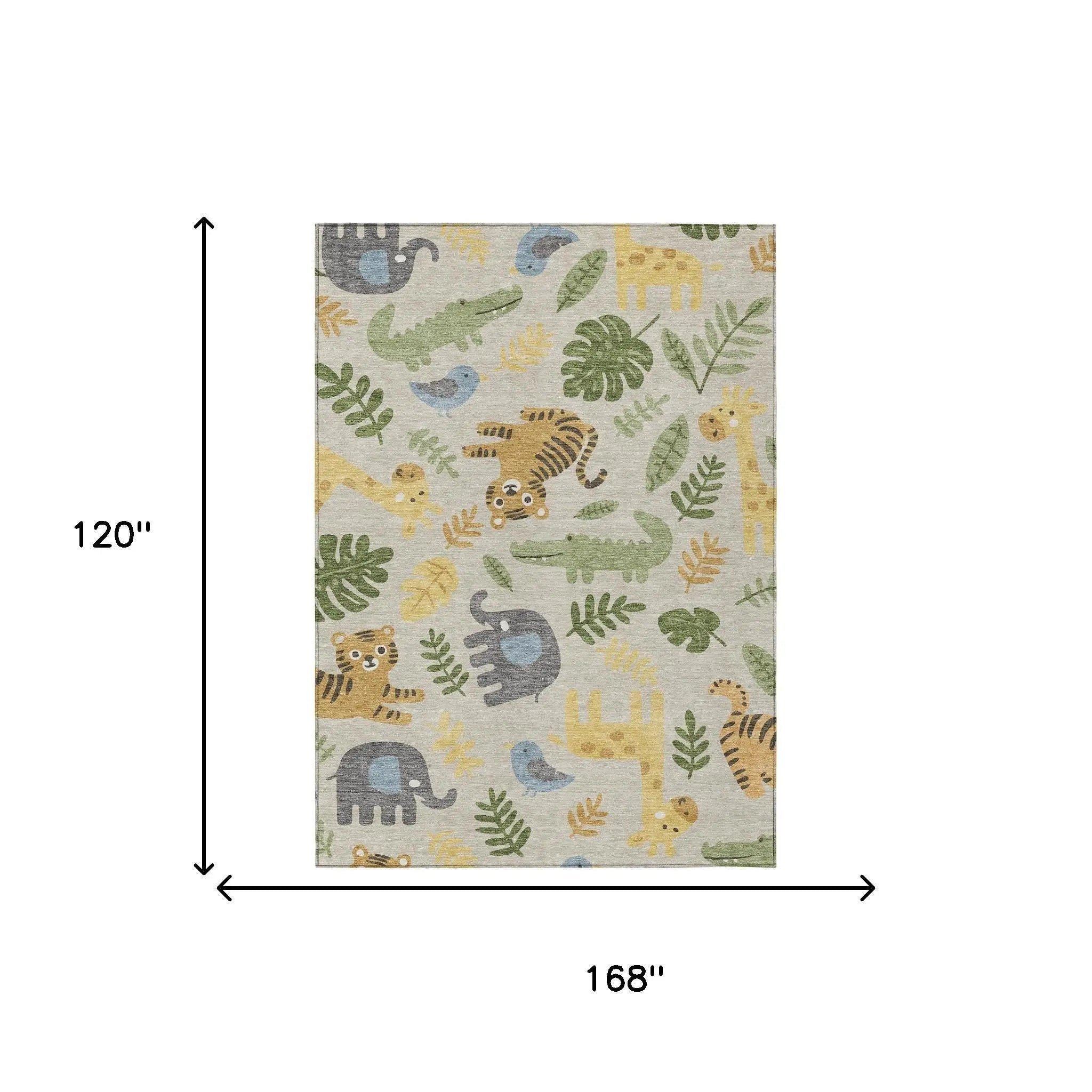 10' X 14' Beige And Green Abstract Washable Indoor Outdoor Area Rug Homeroots Outdoor