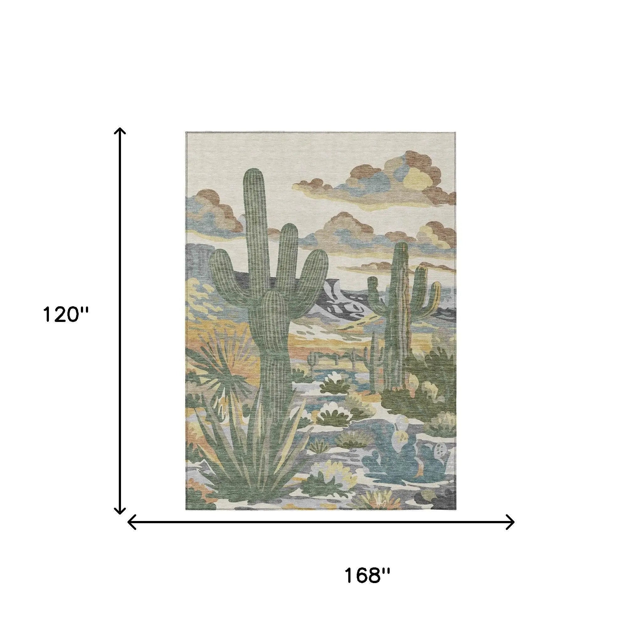 10' X 14' Beige And Green Trees Washable Indoor Outdoor Area Rug Homeroots Outdoor