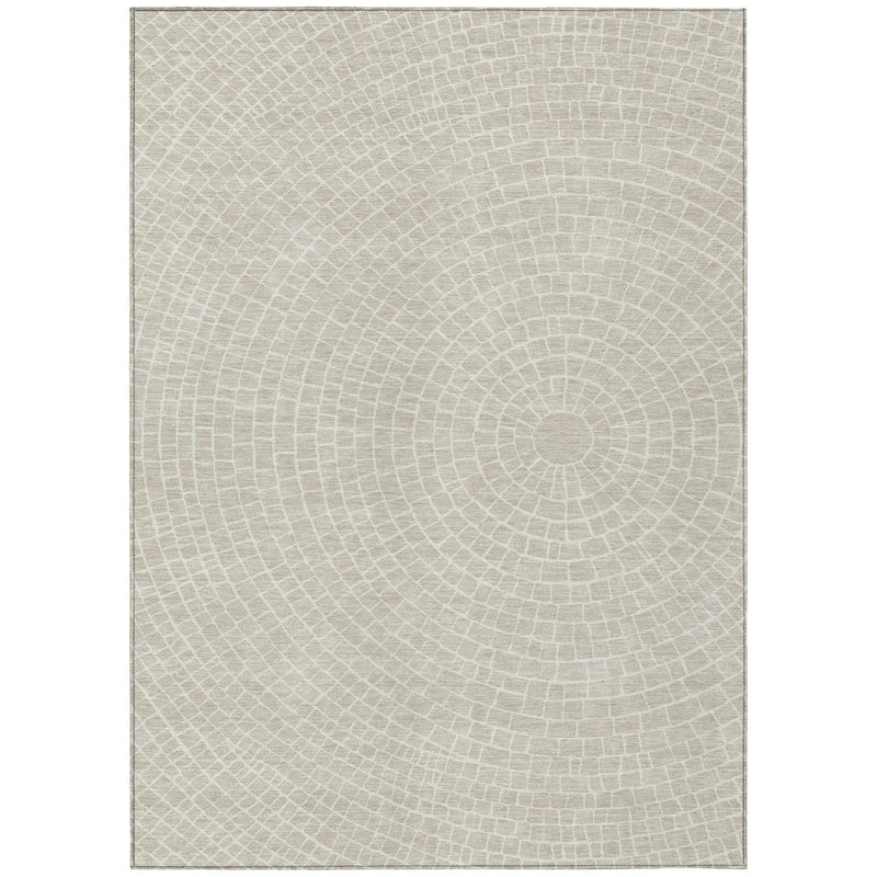 10' X 14' Beige And Ivory Geometric Washable Indoor Outdoor Area Rug Homeroots Outdoor