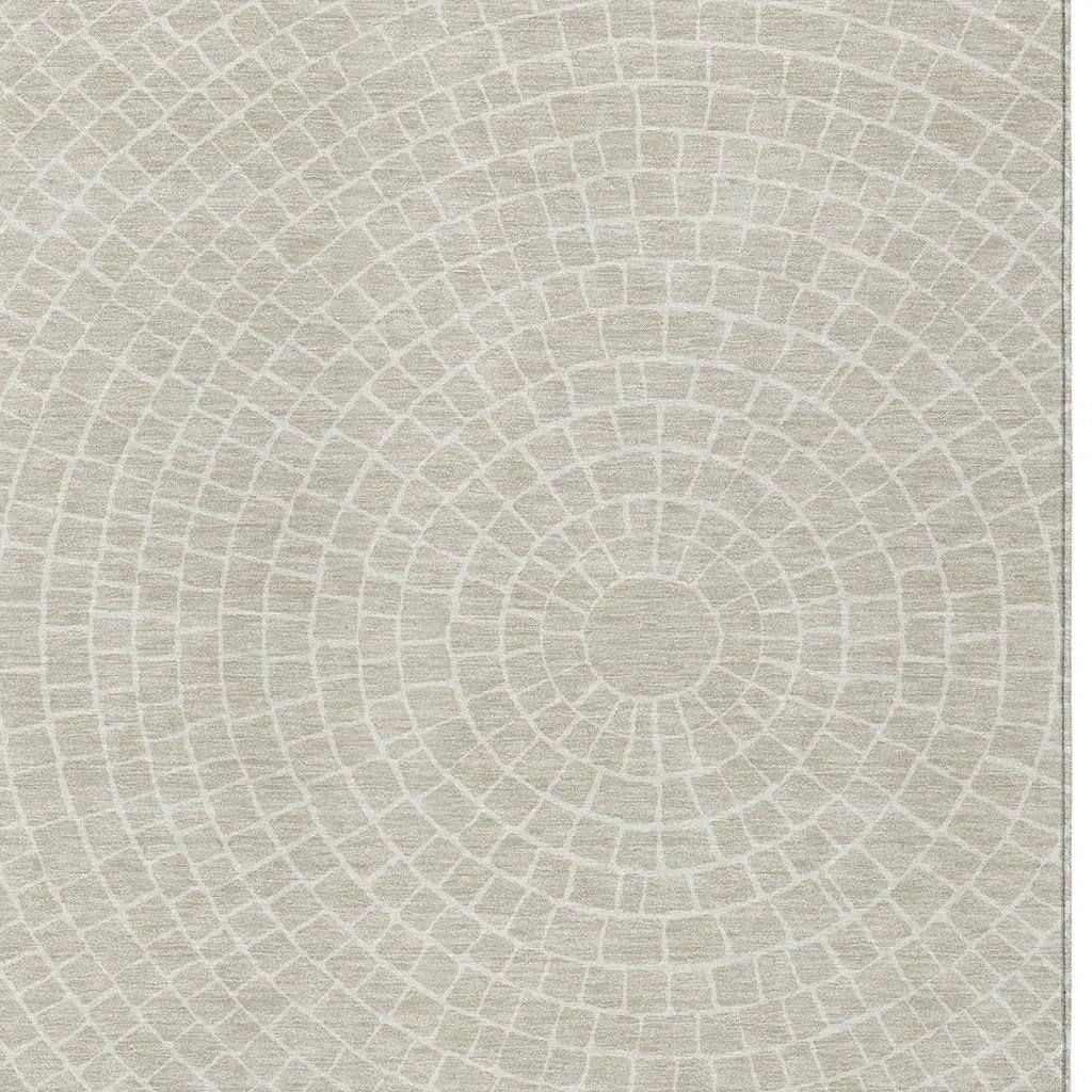 10' X 14' Beige And Ivory Geometric Washable Indoor Outdoor Area Rug Homeroots Outdoor