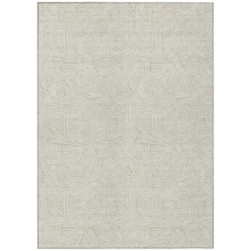 10' X 14' Beige And Ivory Geometric Washable Indoor Outdoor Area Rug Homeroots Outdoor